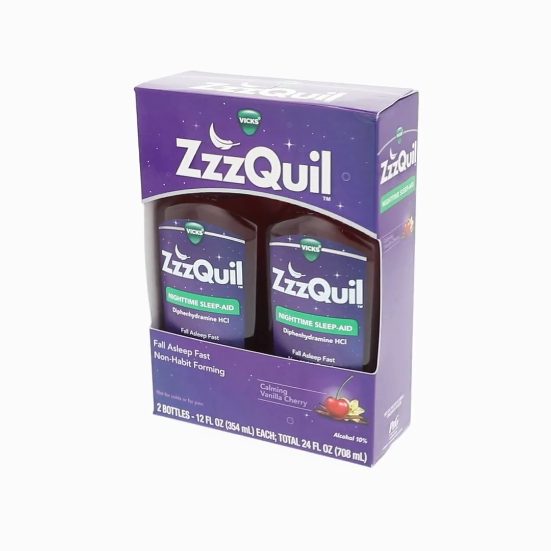 3 pack) ZzzQuil Nighttime Sleep Aid Liquid, Diphenhydramine HCI