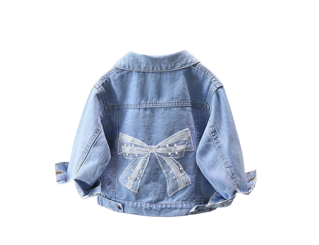 thumbnail video image 2 of MuXiKeJi Girls Western Denim Jacket with Bow Tie Detail Long Sleeve Cute Style Outerwear Fall clothes, 2 of 10