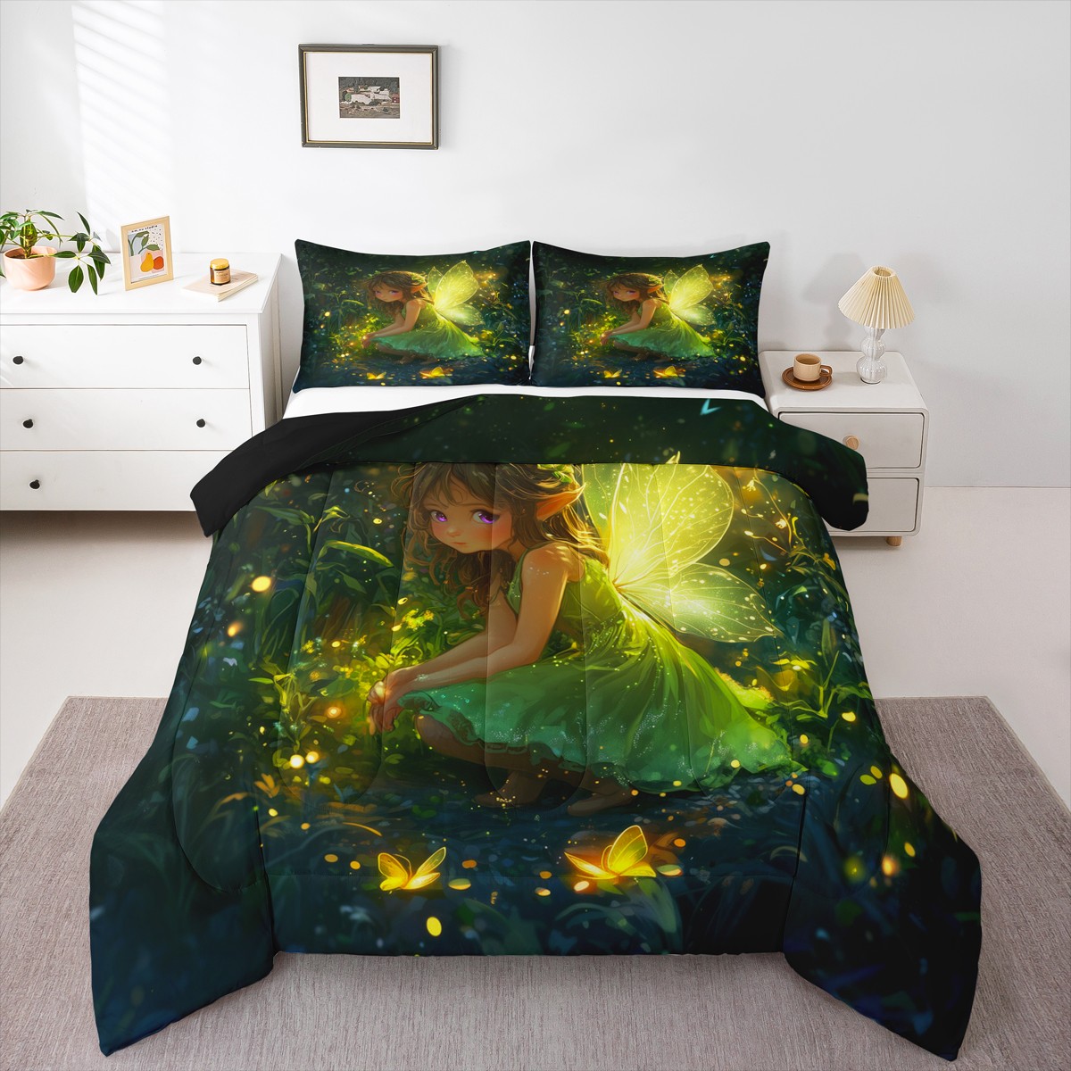 thumbnail video image 2 of Castle Fairy Kawaii Fairy 2Pcs Bedding Comforter Set for Girls Women Kids,Elf Princess Twin Comforter Sets,Cartoon Anime Girl Breathable Bedding Set,Super Cozy Room Decor, 2 of 9