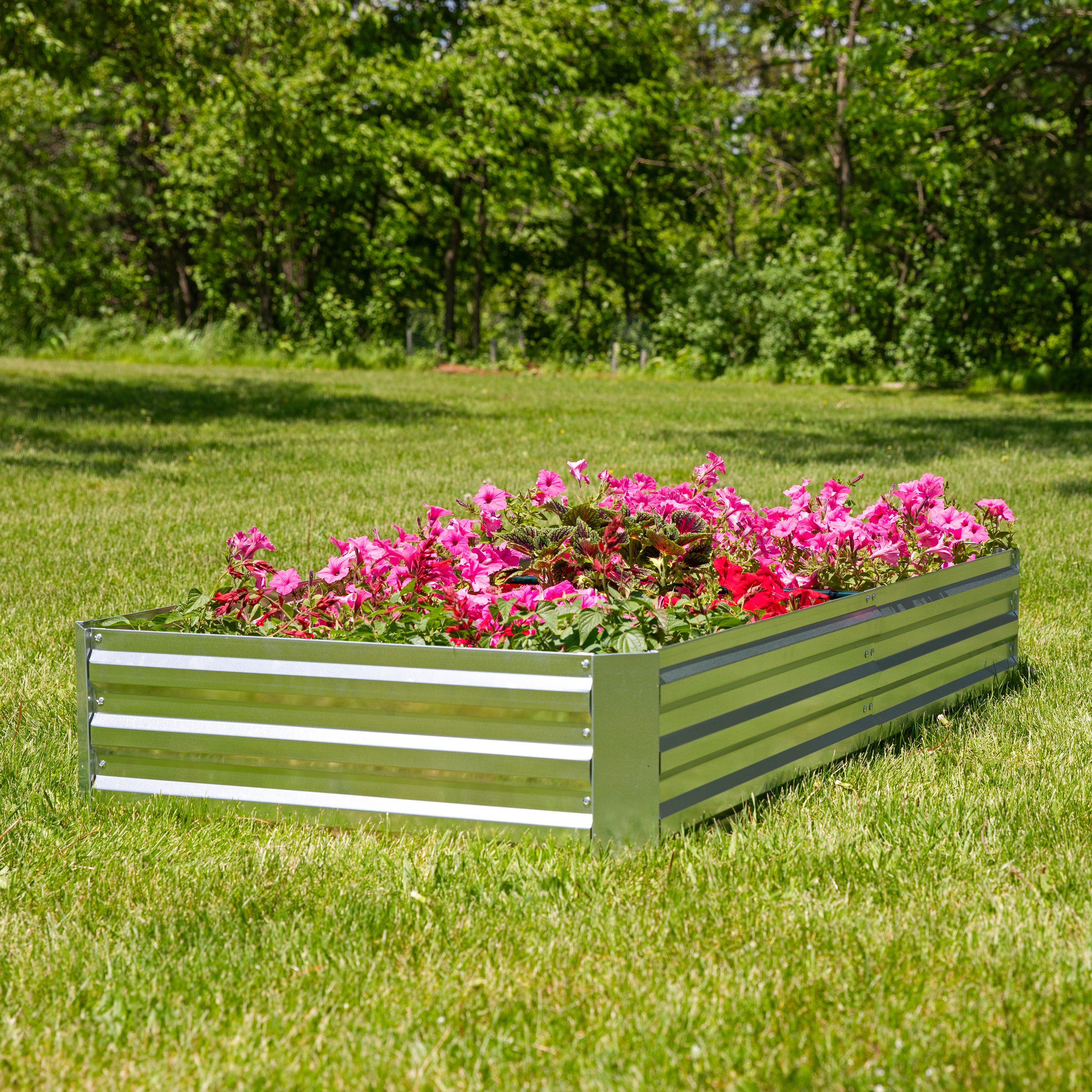 thumbnail video image 2 of Sunnydaze 71" x 35" x 12" Rectangular Silver Galvanized Steel Raised Garden Bed, 2 of 10