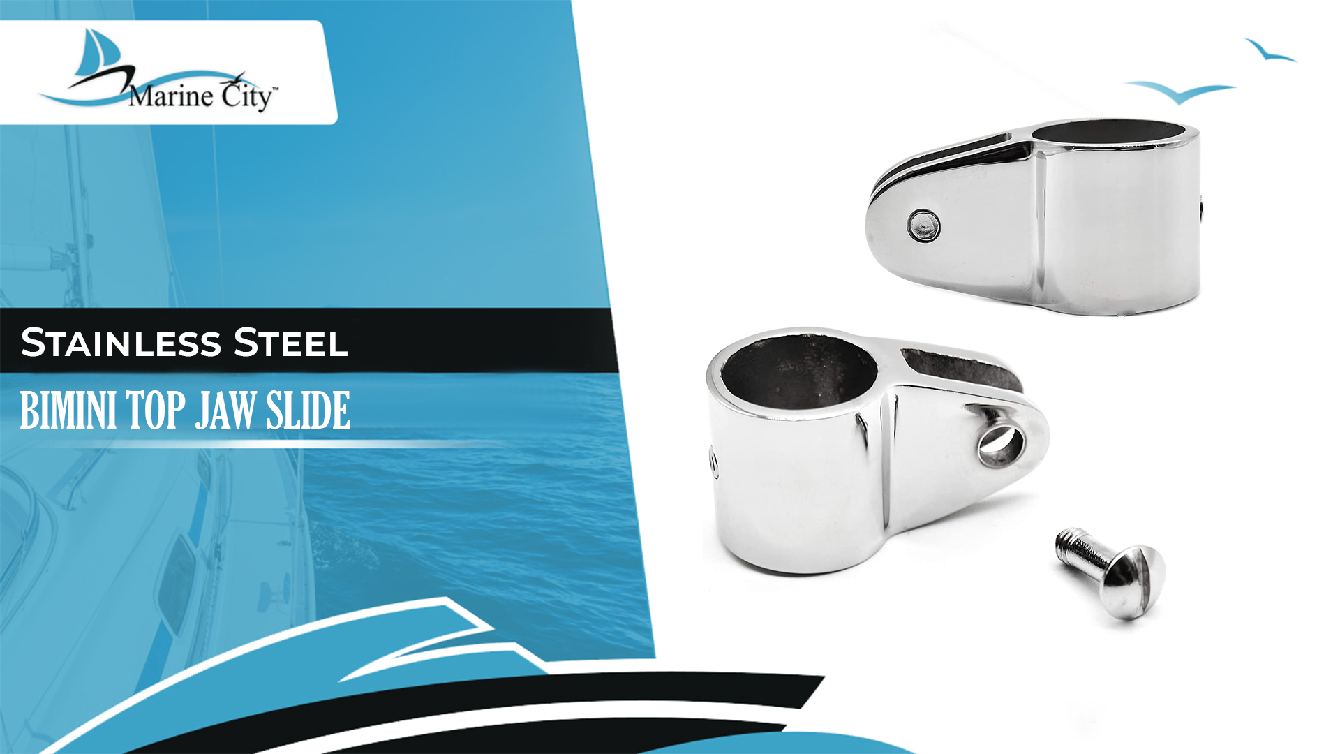 thumbnail video image 2 of MARINE CITY Round Jaw Slide for Bimini Top, 316 Stainless Steel 1 Inch, Polished Finish, Durable & Corrosion-Resistant, Ideal for Boats, Yachts & More  Pack of 2, 2 of 9