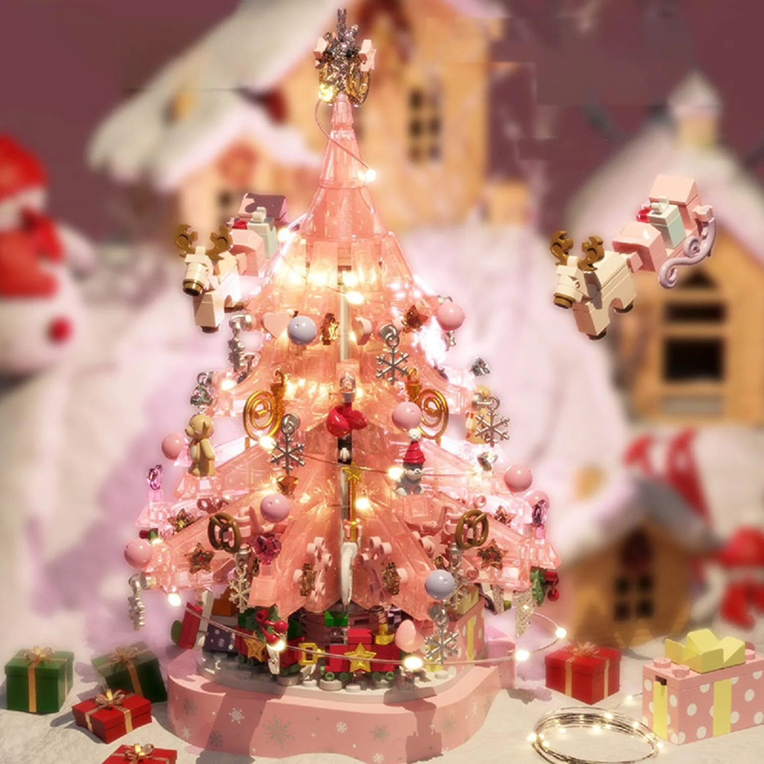 thumbnail video image 2 of Sunforu Christmas Tree Building Blocks Set for Kids & Families,Christmas Building Bricks Music Box with Led Lighting,Creative Xmas Toys for Boys & Girls and Adults (675 Pcs), 2 of 10