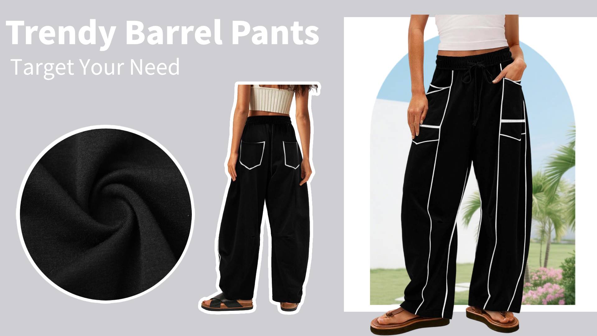 thumbnail video image 2 of Cyglowse Barrel Sweatpants Women Summer Casual Wide Leg Pants Baggy Drawstring High Waist Boho Ladies Lounge Trousers With Pockets Saffron S, 2 of 7