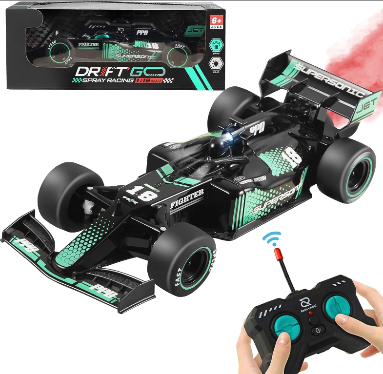 thumbnail video image 2 of Roofworld F1 1/18 2.4G RC Car Mini High-Speed Remote Control Racing Drift Vehicle Model Toys Green, 2 of 13