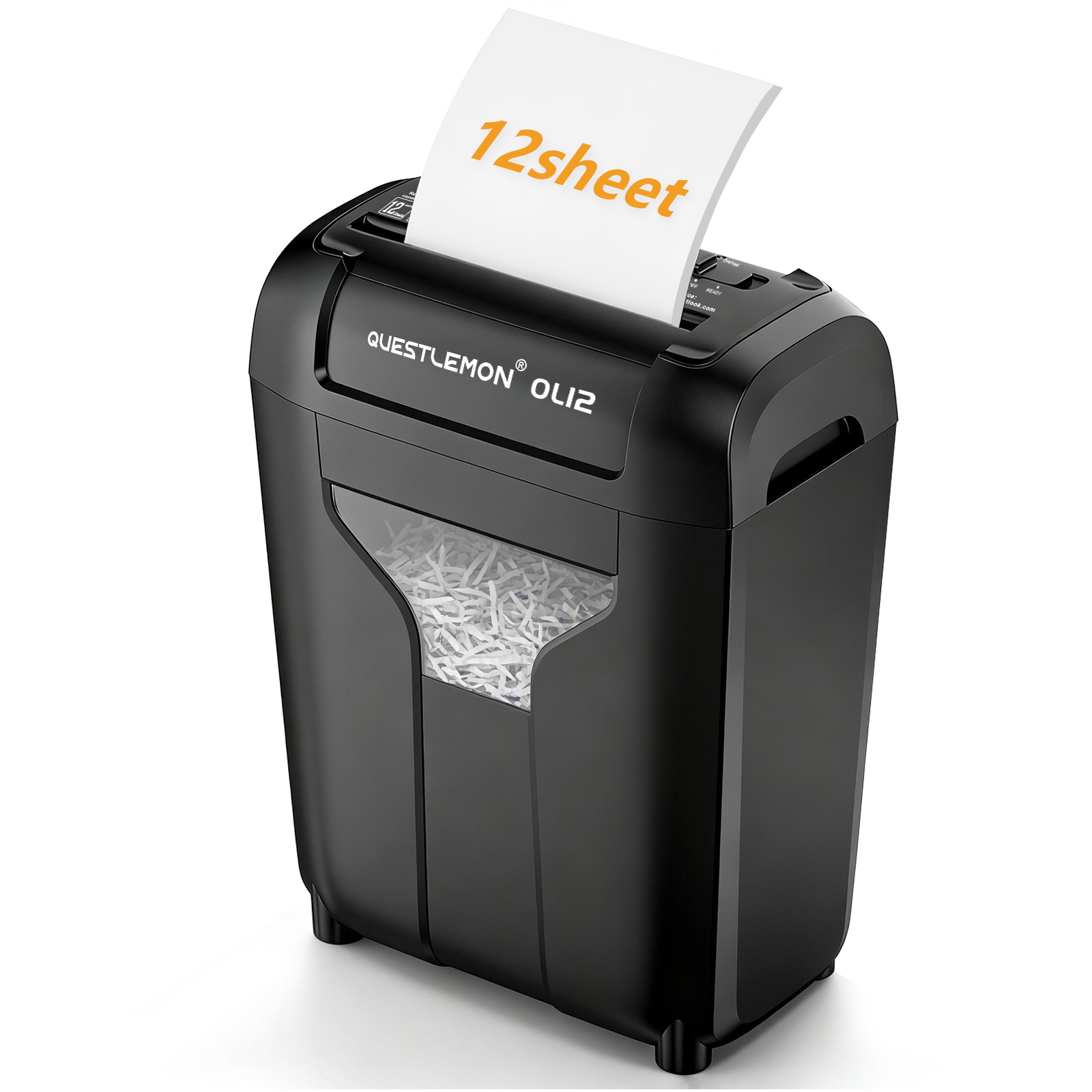 thumbnail video image 2 of QUESTLEMON 12-Sheet Cross Cut Paper Shredder, 4.5Gal Home Office Shredders for Paper, Credit Card, Mail, Staples, with Jam-Proof System , P-4 Security Level, 2 of 10