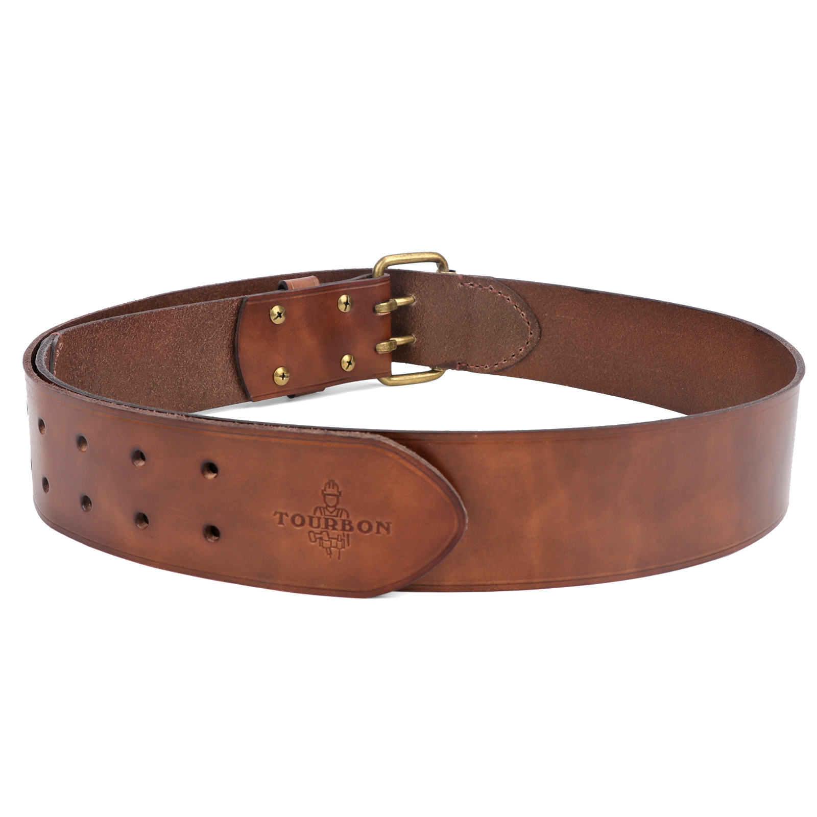 thumbnail video image 2 of TOURBON Thick Genuine Leather Heavy Duty Waist Belts Tools Men's Belt Workshop Belts 82.5-120cm Woodworker Electrician Brown, 2 of 8