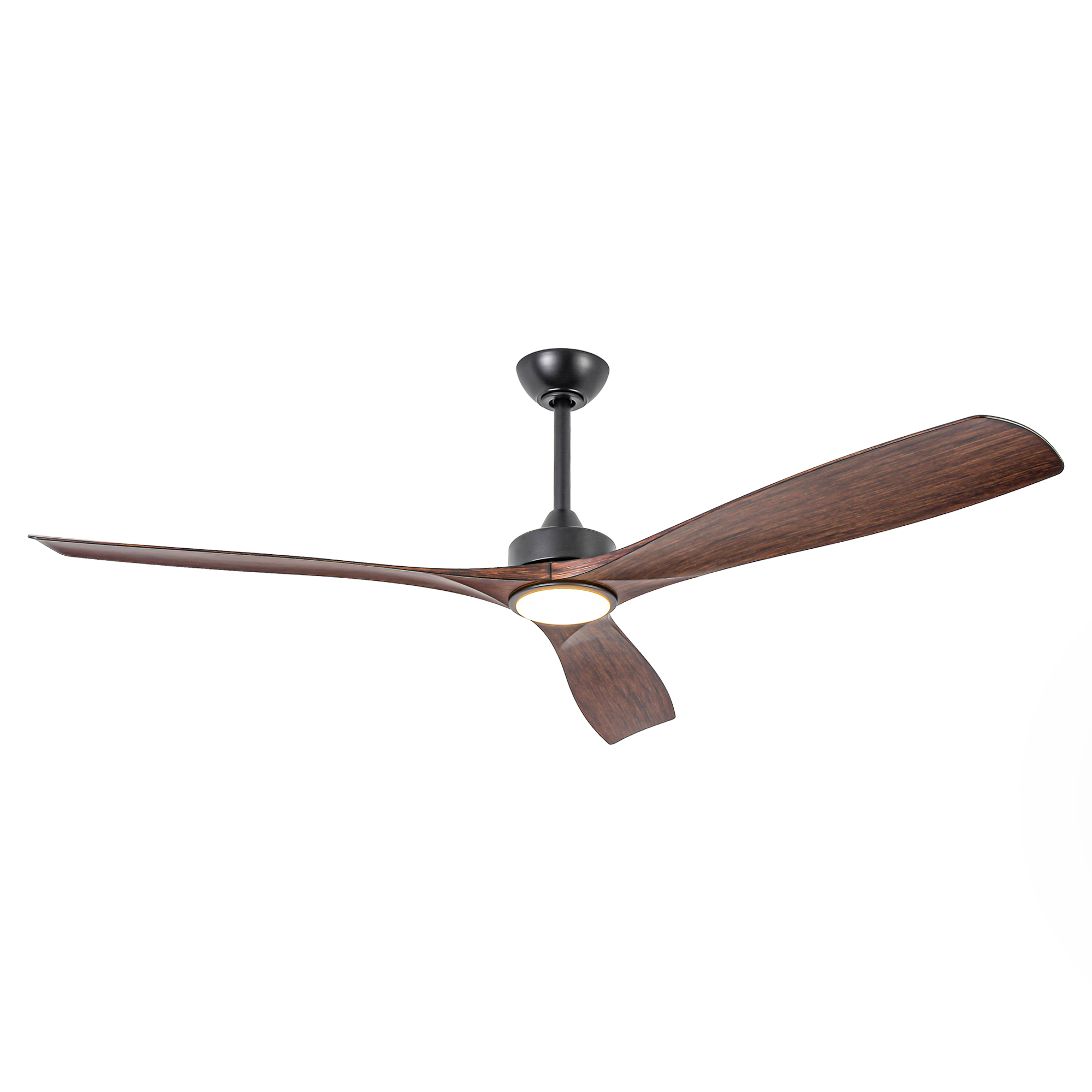 thumbnail video image 2 of 60" Farmhouse Walnut 3 Blades Large Ceiling Fan with Dimmable LED Light and Remote Control, 2 of 16