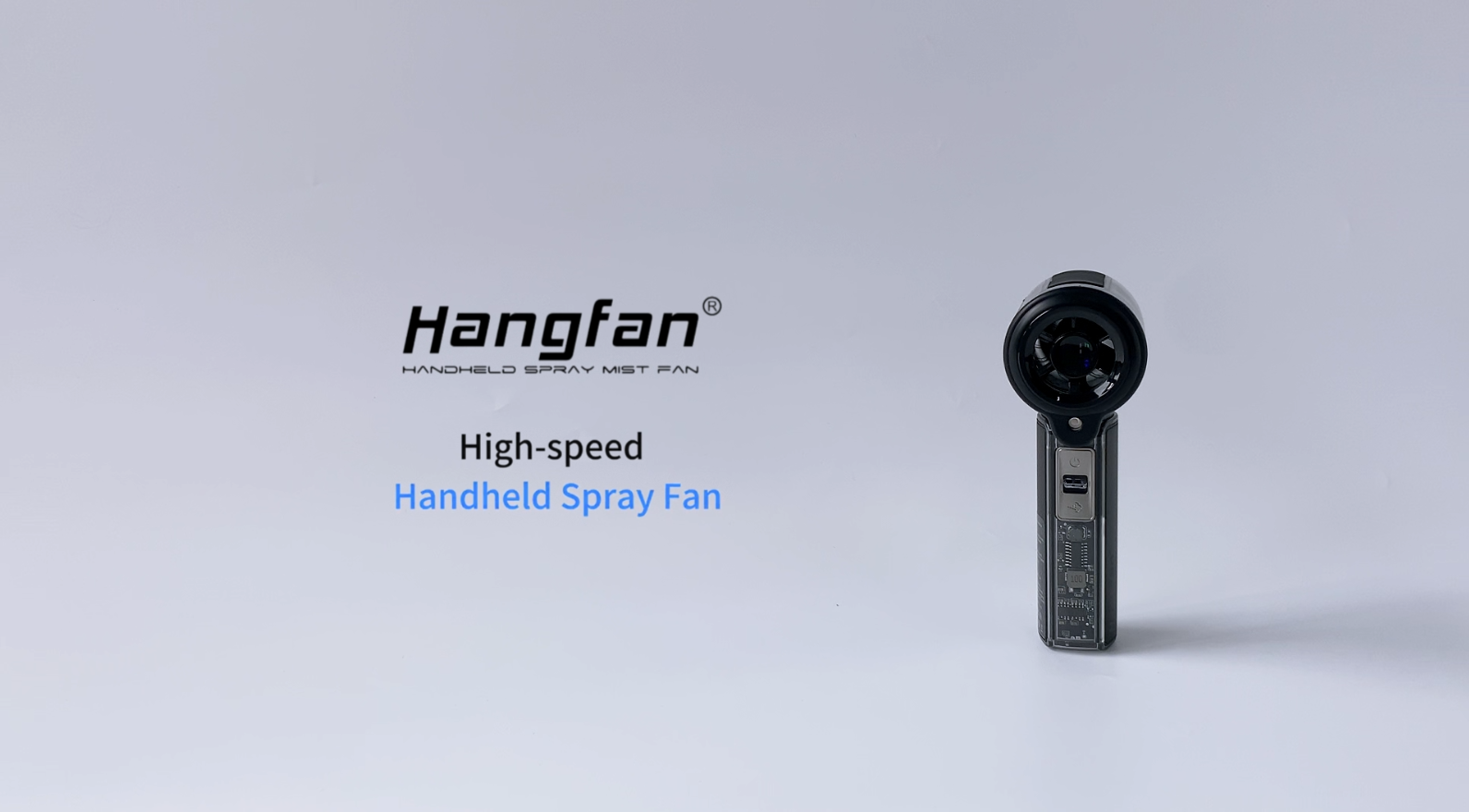 thumbnail video image 2 of Hangfan portable spray handheld fan [19H maximum cooling time], 3000mAh USB rechargeable spray fan, 100 gear adjustable, mini fan, suitable for travel/shopping/makeup - summer female gift-Black, 2 of 8