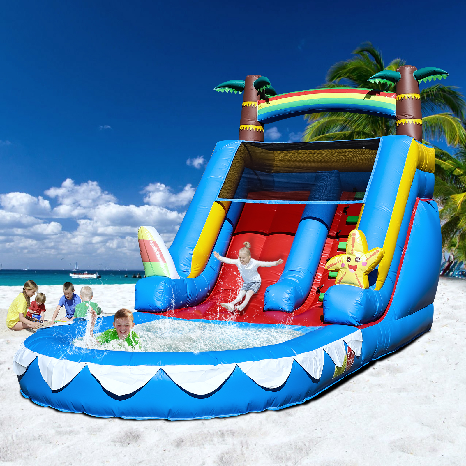 thumbnail video image 2 of Relunch 21x9x12ft Commercial PVC Inflatable Water Slide Bounce House with Splash Pool &Blower for Kids Outdoor Party, 2 of 11