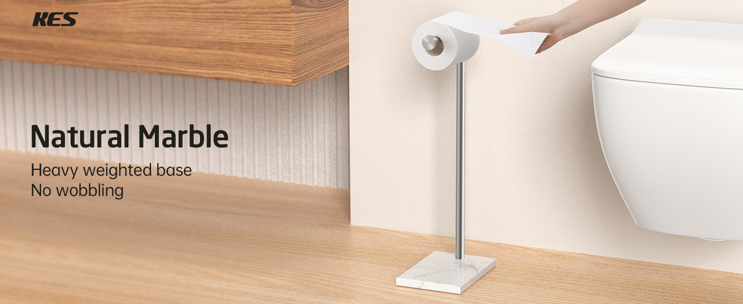 thumbnail video image 2 of KES Black Toilet Paper Holder Free Satanding with Heavy Marble Base Bathroom Tissue Roll Holder 18/8 Stainless Steel, 2 of 11