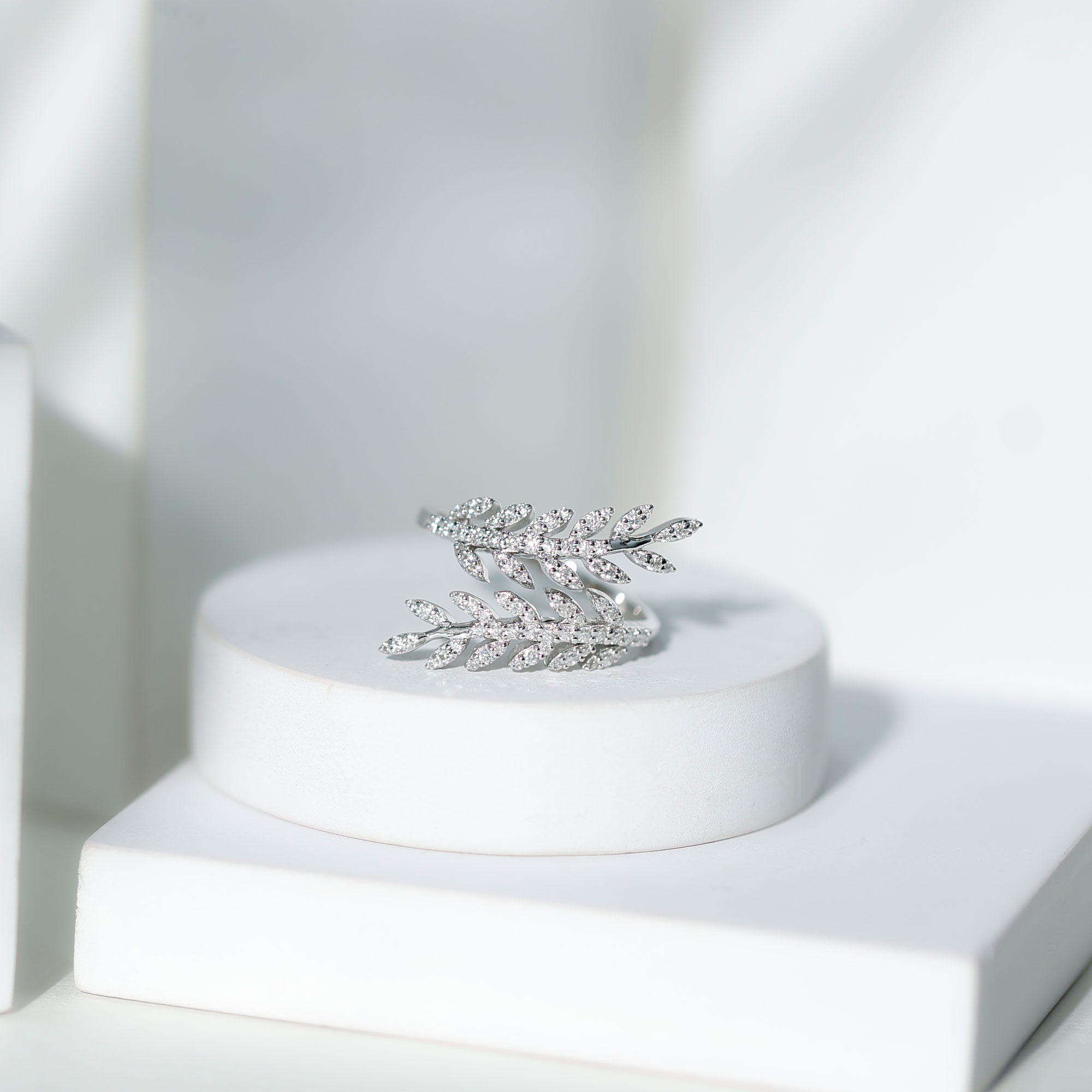 thumbnail video image 2 of Rosec Jewels Certified Moissanite Wrap Ring - Nature Inspired Moissanite Cocktail Ring for Women - D-VS1 Grade, 18K Yellow Gold, US 4.50, 2 of 9