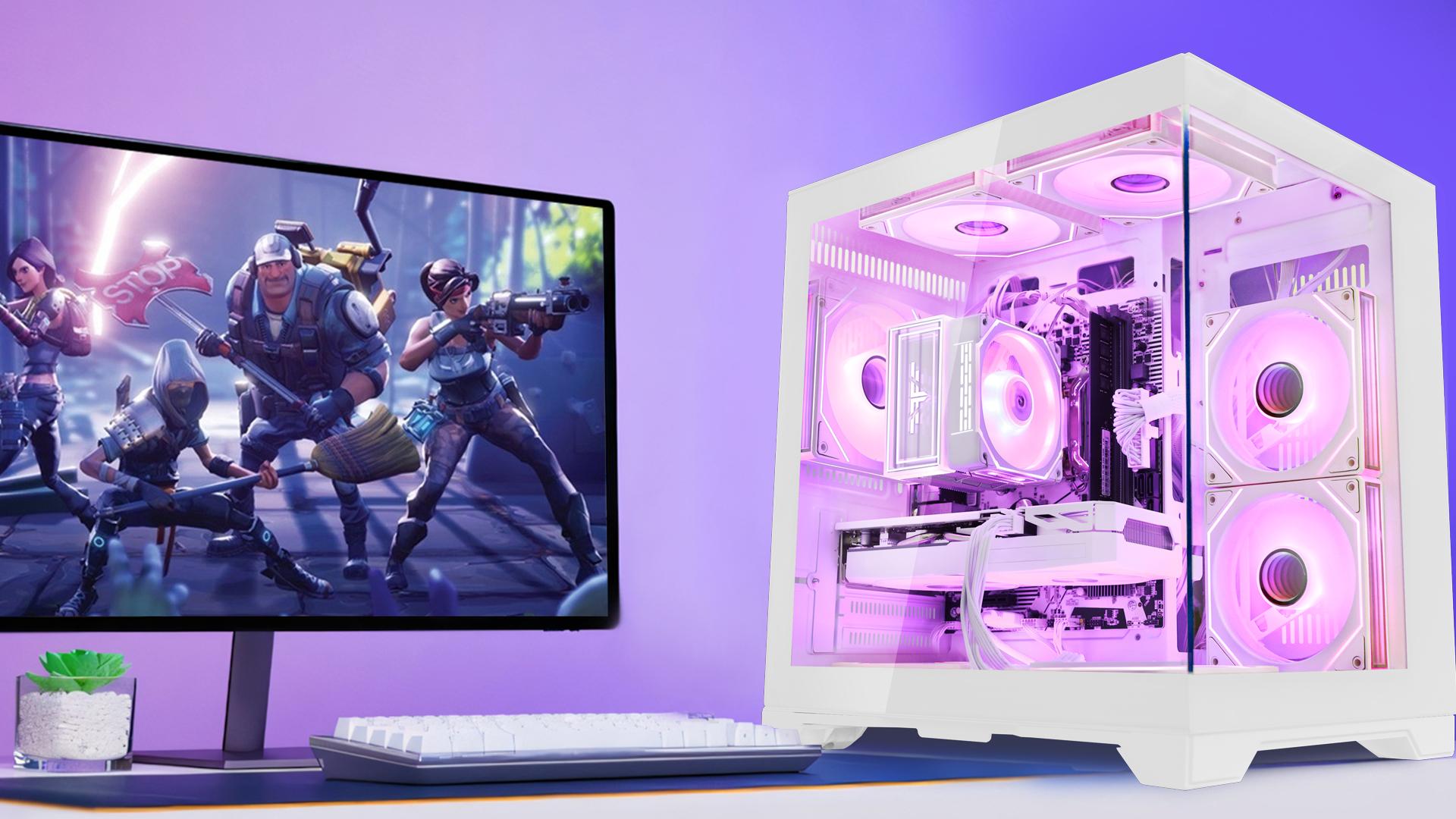 thumbnail video image 2 of Hoengager Gaming PC Intel Core i5-13400F 2.5 GHz 10 Core, GeForce RTX 5060 8GB, 16GB DDR4 RAM,1TB PCIe SSD, Windows 11 Prebuilt Tower, 2 of 10