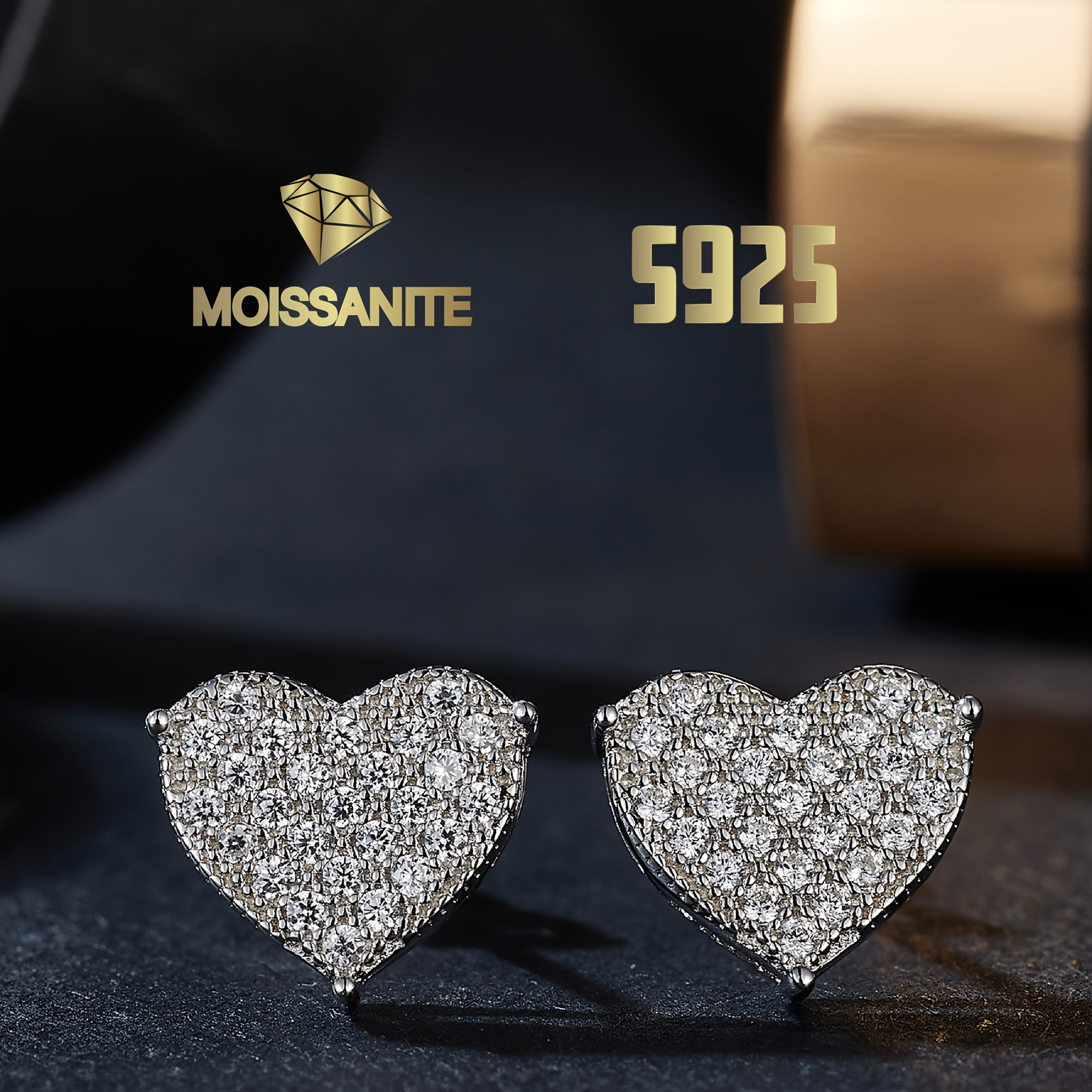 thumbnail video image 2 of KIJ 0.26 Carat Heart Moissanite Stud Earrings,Hypoallergenic D Color VVS1 Simulated Diamond 925 Sterling Silver Earrings Valentine's Day For Men Women, 2 of 11