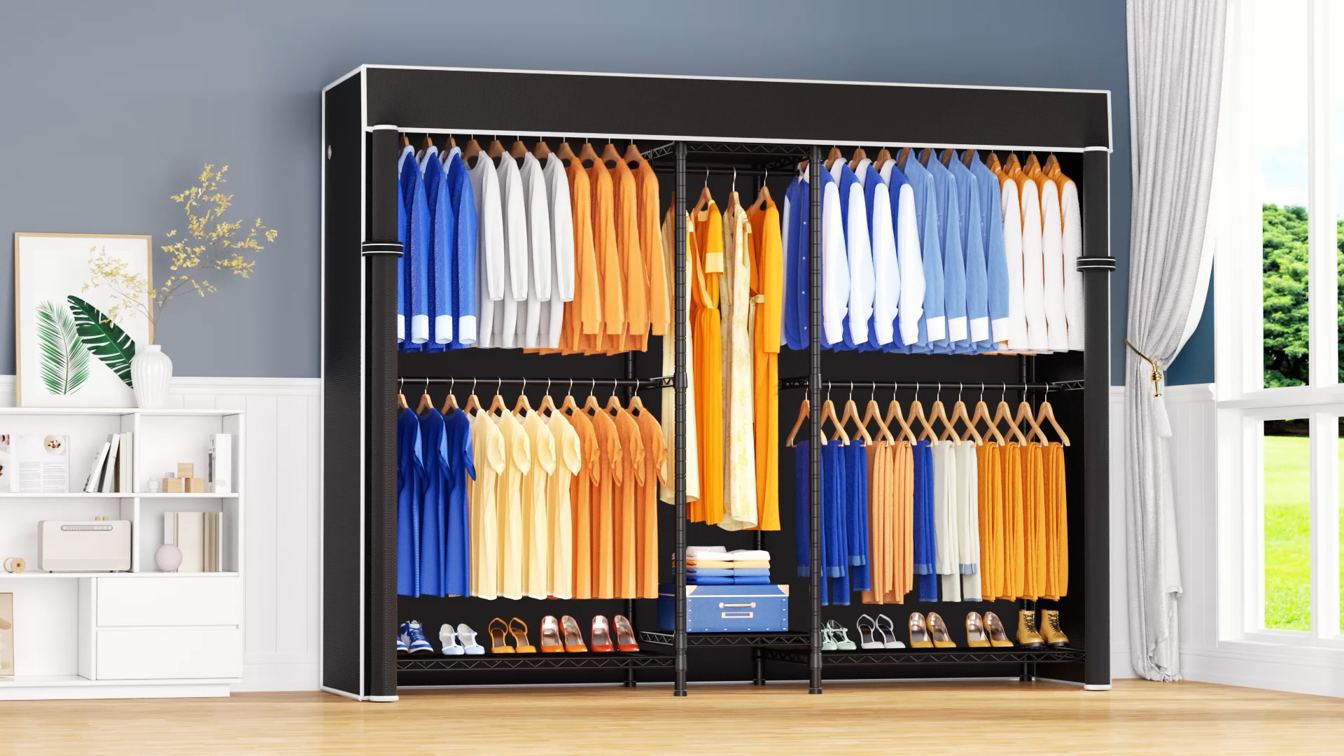 Walmart Racks ulifhome E12C Heavy Duty Closet Organizer, Adjustable Garment Rack ...