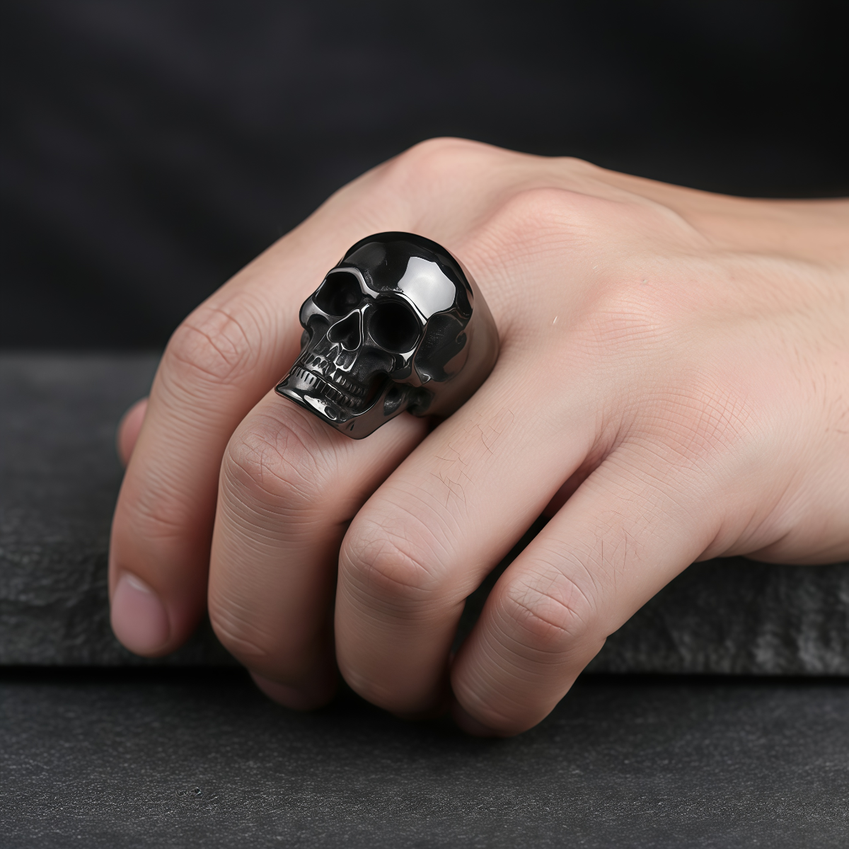 thumbnail video image 2 of Ring, Men's, Vintage Gold Skull Titanium Steel, Hip Hop Street Fashion, 2 of 7