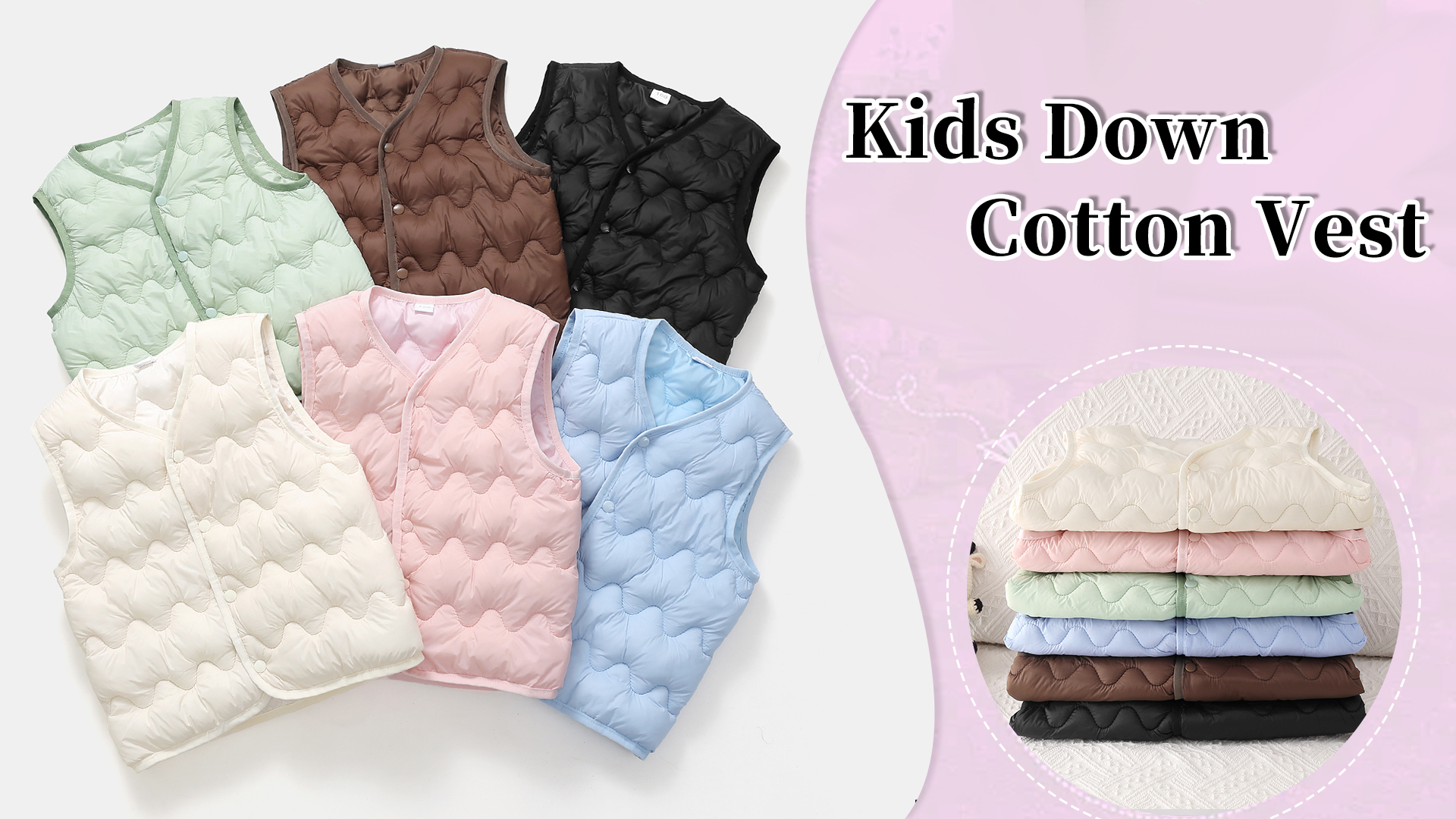 thumbnail video image 2 of FEOYA Toddler Winter Vest Baby Girls Sleeveless Jacket Boys Cotton Waistcoat Infant Outdoor Vest Little Kids Puffer Vest Lightweight Cotton Lined Waterproof Coats Fall Warm Outwear for 1-2 T, 2 of 7