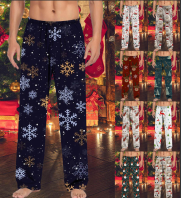 thumbnail video image 2 of Conairie Christmas Pajama Pants for Men Wide Leg Funny Cute Print Lounge Pj Bottoms Pockets Casual Comfy Soft Sleep Pants Apparel RedConairieM, 2 of 5
