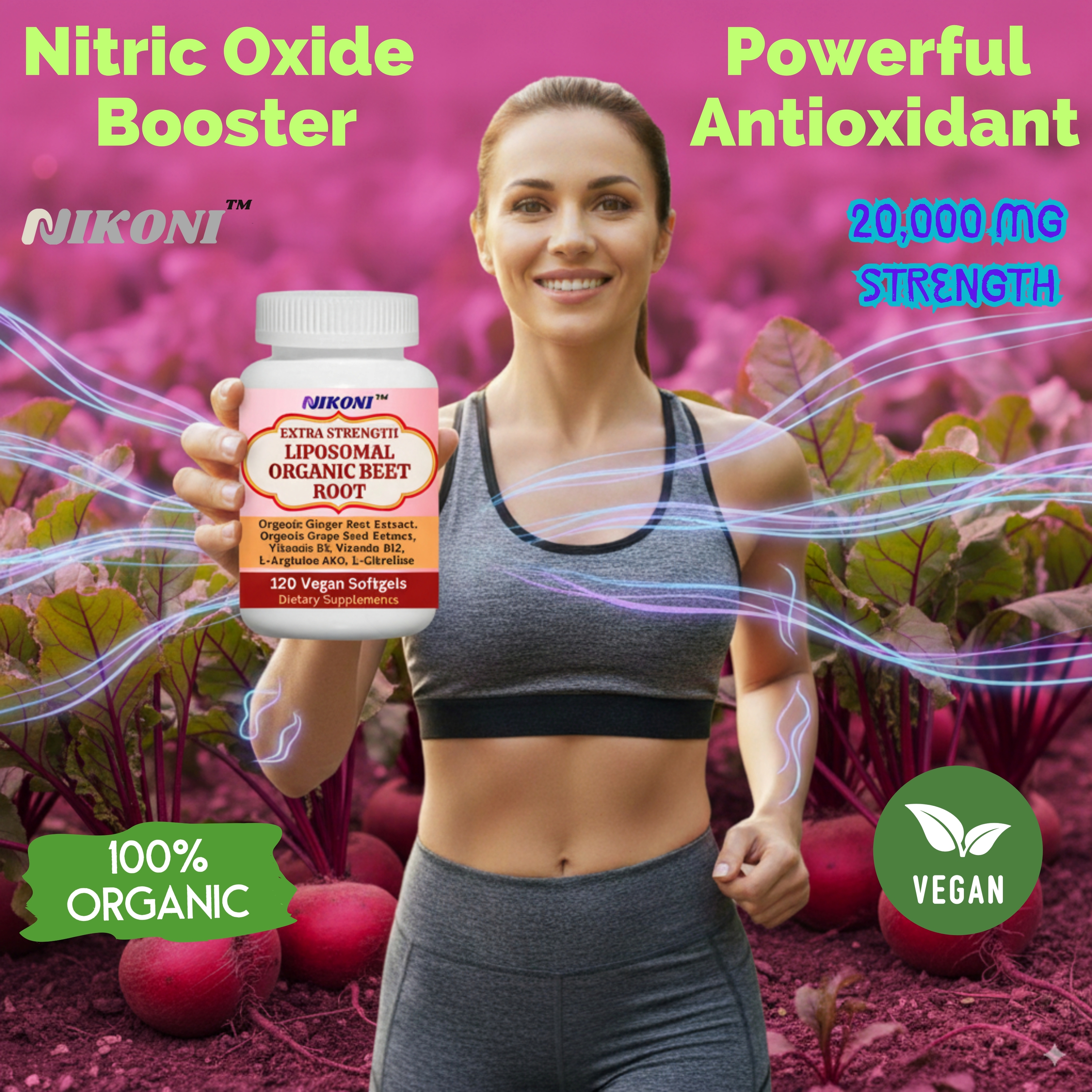 thumbnail video image 2 of Nikoni Organic Liposomal Beet Root Supplement 1000 mg Supports Nitric Oxide Production, 120 Vegan Softgels, 2 of 10