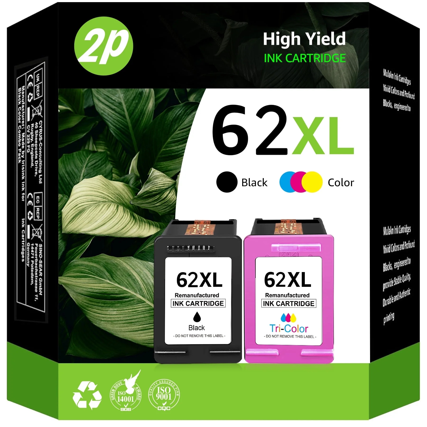 Halofox 62XL Ink Cartridges, Compatible for HP Envy 7640, 5660