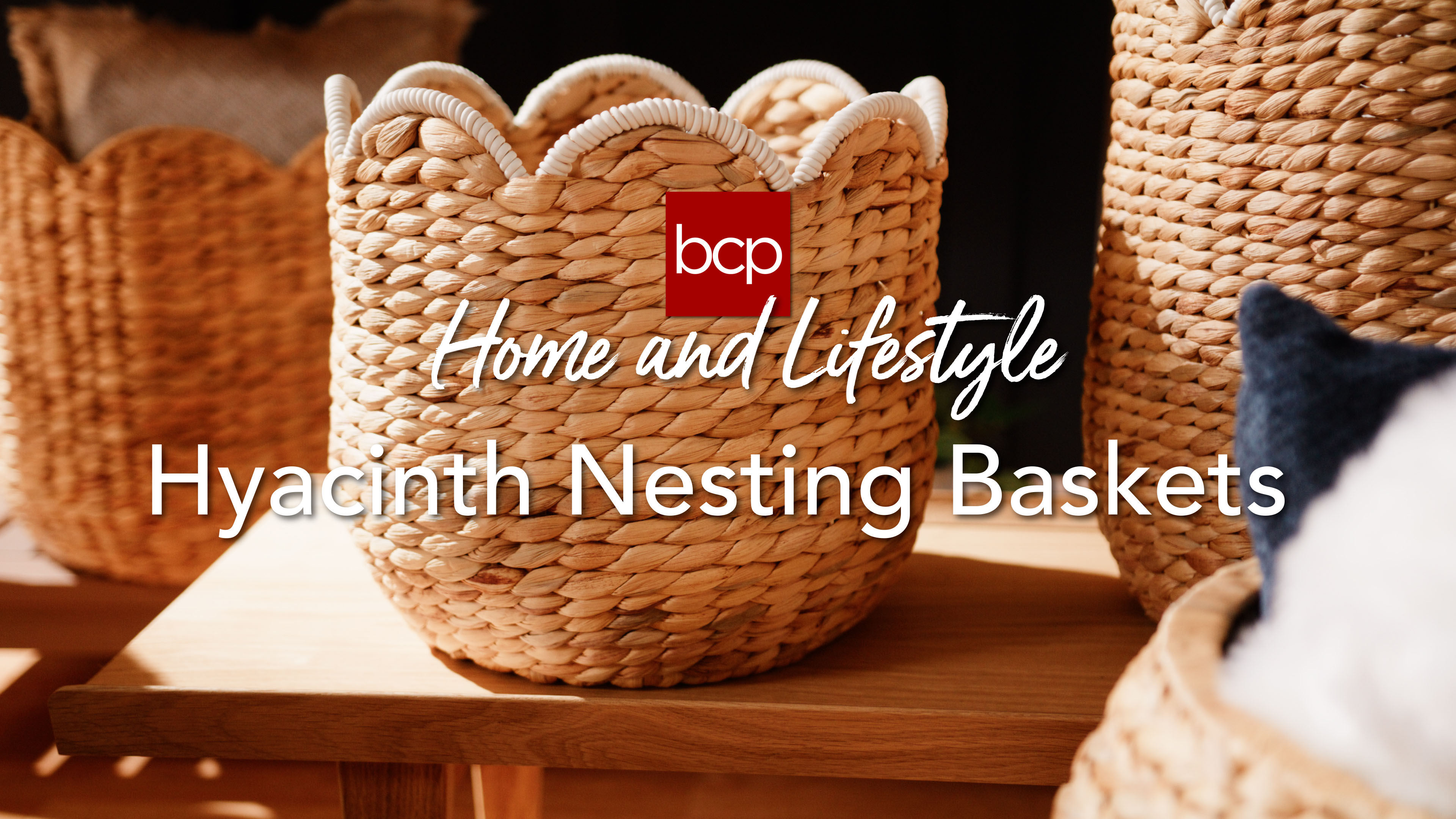 thumbnail video image 2 of Best Choice Products Scalloped 3PC Water Hyacinth Nesting Baskets- Chestnut, 2 of 10