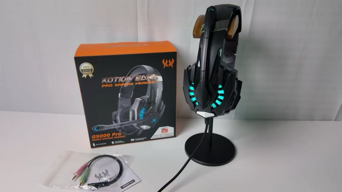 thumbnail video image 2 of Gaming Headset Wired for PS5/PS4/PC/Switch Controller,Stereo Noise Cancelling Over Ear Headphones with Mic LED Light Bass Surround,Black, 2 of 10