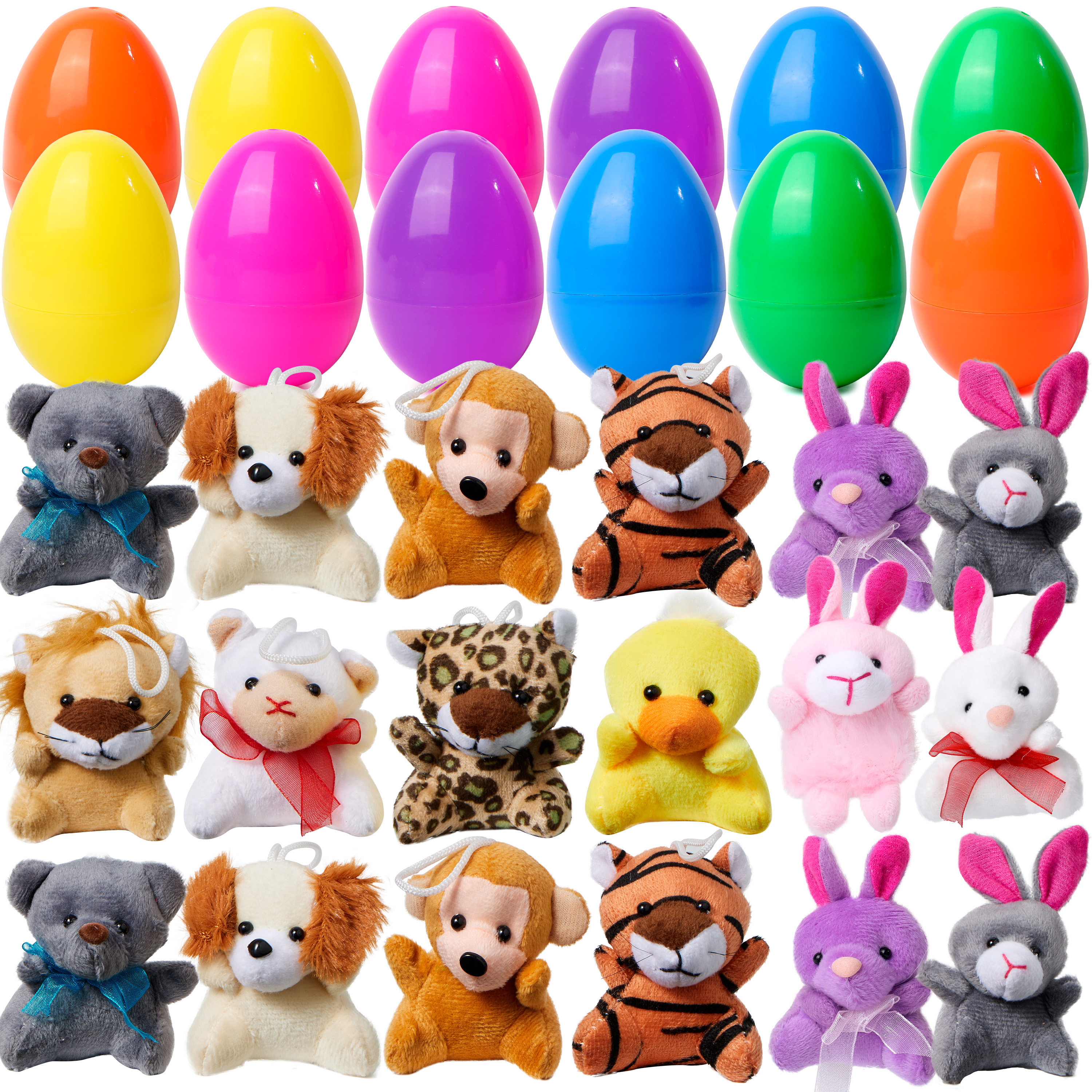 thumbnail video image 2 of Joyfy 12 Pack Prefilled Easter Eggs with Toys,Easter Eggs with Mini Stuffed Animals Plush Toys for Kids Toddler,Easter Basket Filler Egg Hunt Filler Stuffer, 2 of 8