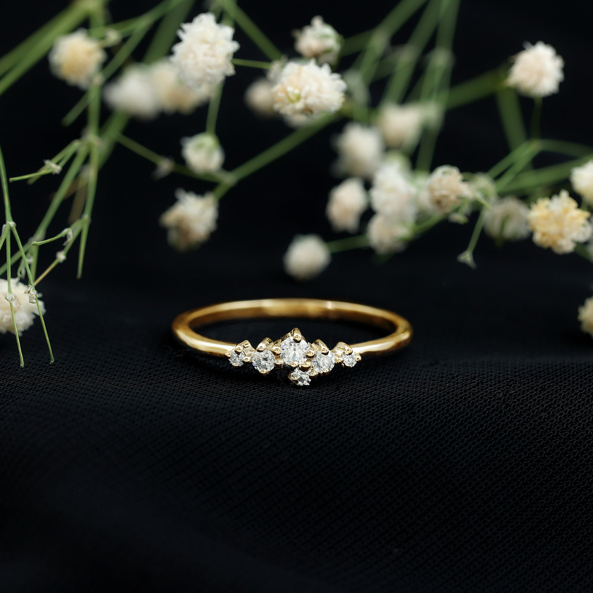 thumbnail video image 2 of Rosec Jewels Lab Grown Diamond Promise Ring - Ef-Vs Quality Diamond Cluster Ring - Ready to Gift for Valentines Day, 10K Yellow Gold, US 8.50, 2 of 8