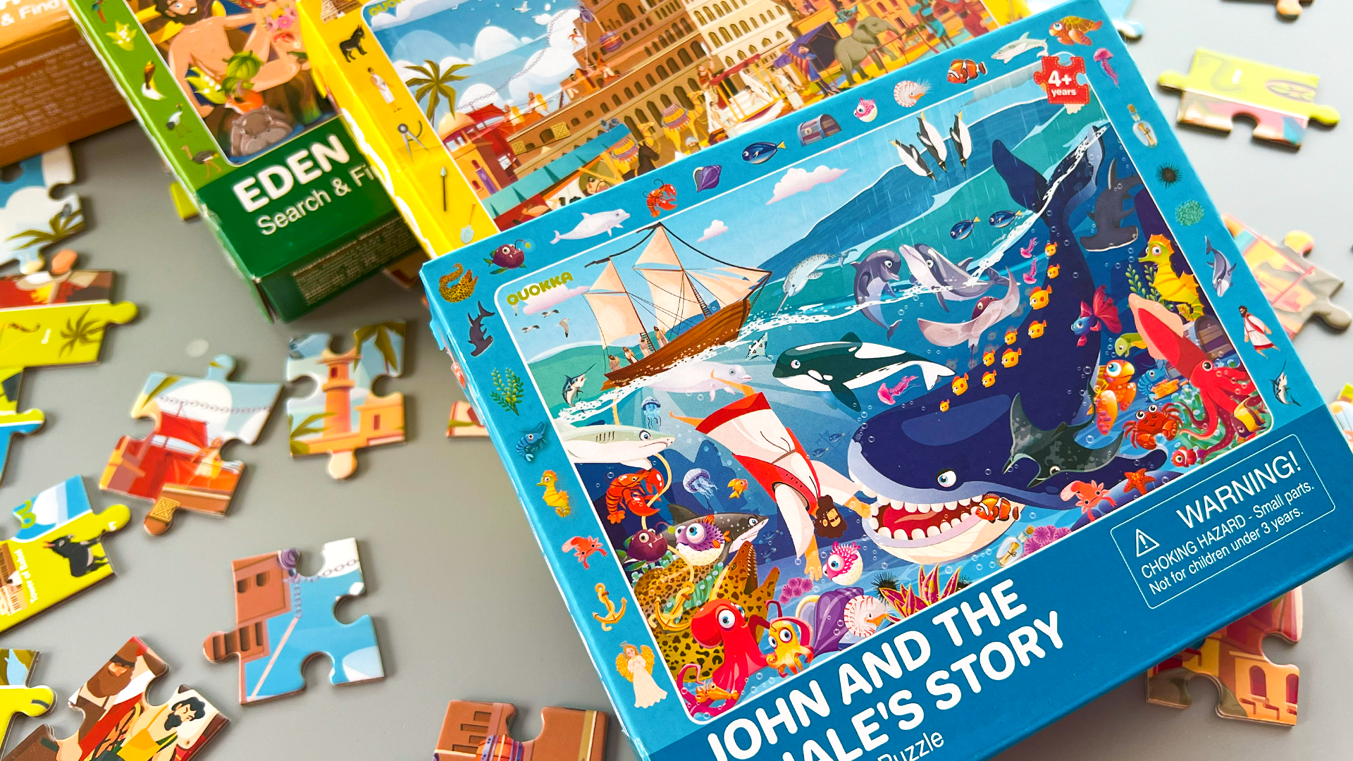 thumbnail video image 2 of QUOKKA 60 Piece Puzzles for Kids Ages 4-6 - Set 4 Bible Jigsaw Puzzles for Kids 6-8-10 Year Old, 2 of 7