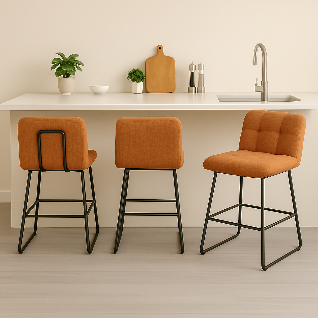thumbnail video image 2 of Ninecer Counter Height Bar Stools Set of 2, 26 Inch Upholstered Bar Stools with Low Back, Boucle Fabric Square Seat Bar Chairs with Metal Legs and Footrest, Bar Stools for Home Kitchen Bar, Brown, 2 of 9