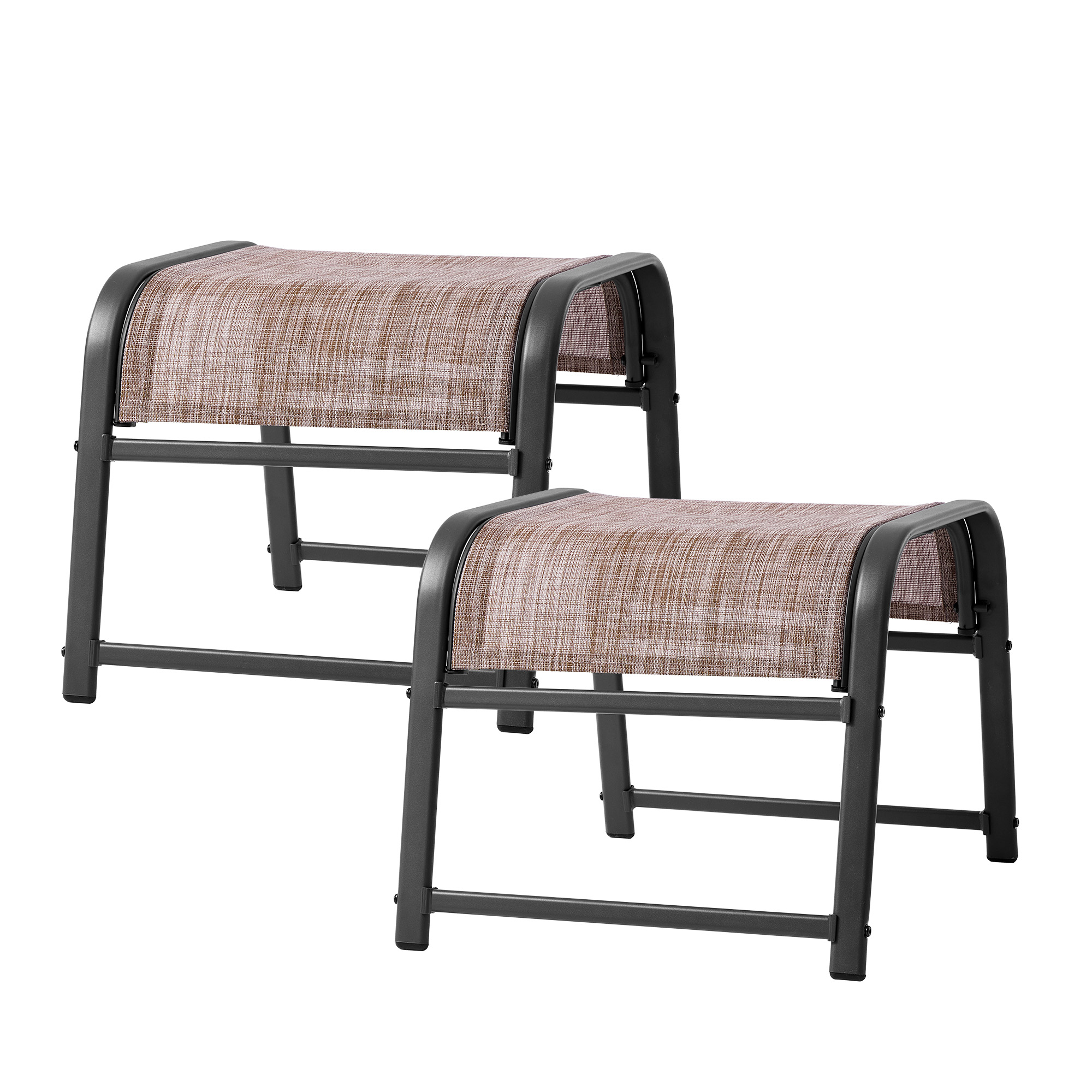 thumbnail video image 2 of FUNDAZE Outdoor Ottoman 2-Pack, Patio Footrest Stools – Waterproof & Lightweight for Balcony, Backyard, Deck, Indoor Use, Beige, 2 of 9