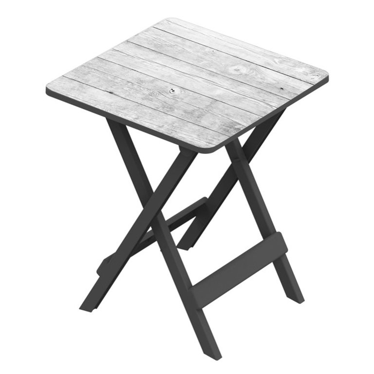 Ozark Trail 19-inch Plastic Folding Outdoor Camp Side Table, Gray Wood Grain