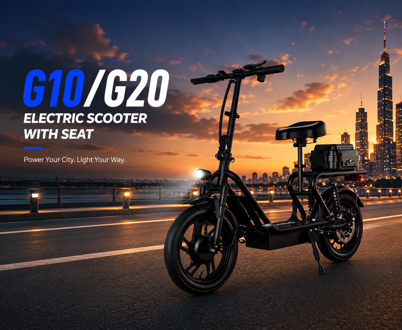 Adults Electric Scooter with Seat, 500W Motor, 22MPH, 27 Miles