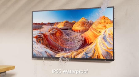 thumbnail video image 2 of SYLVOX 55" Outdoor TV with Bluetooth Soundbar, IP55 Weatherproof Television, IP65 Waterproof Speaker, 4K UHD Google TV for Full Sun(Pool Pro 2.0), 2 of 14