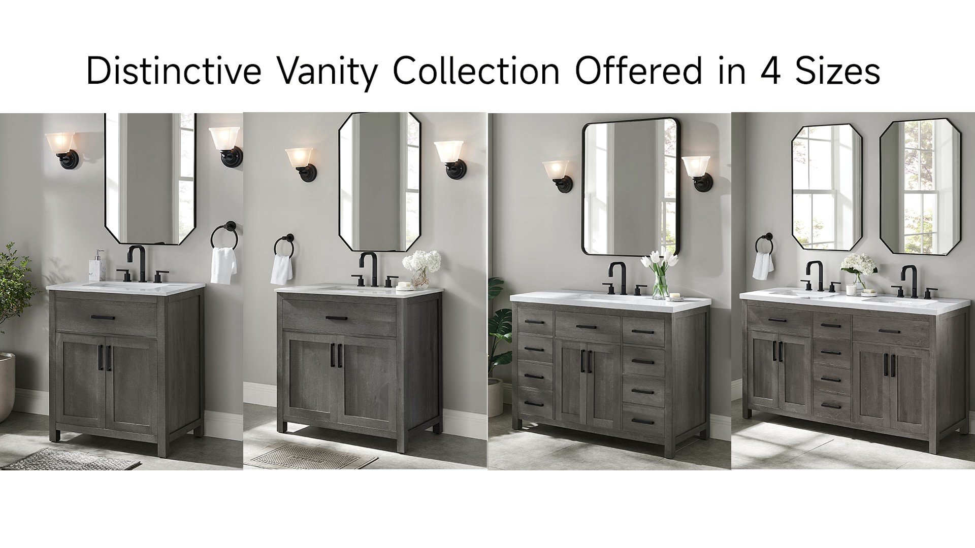 thumbnail video image 2 of BridgePoint Home Ella 48" Single Sink Bathroom Vanity in Grey Brown with White Stone Top, 2 of 17