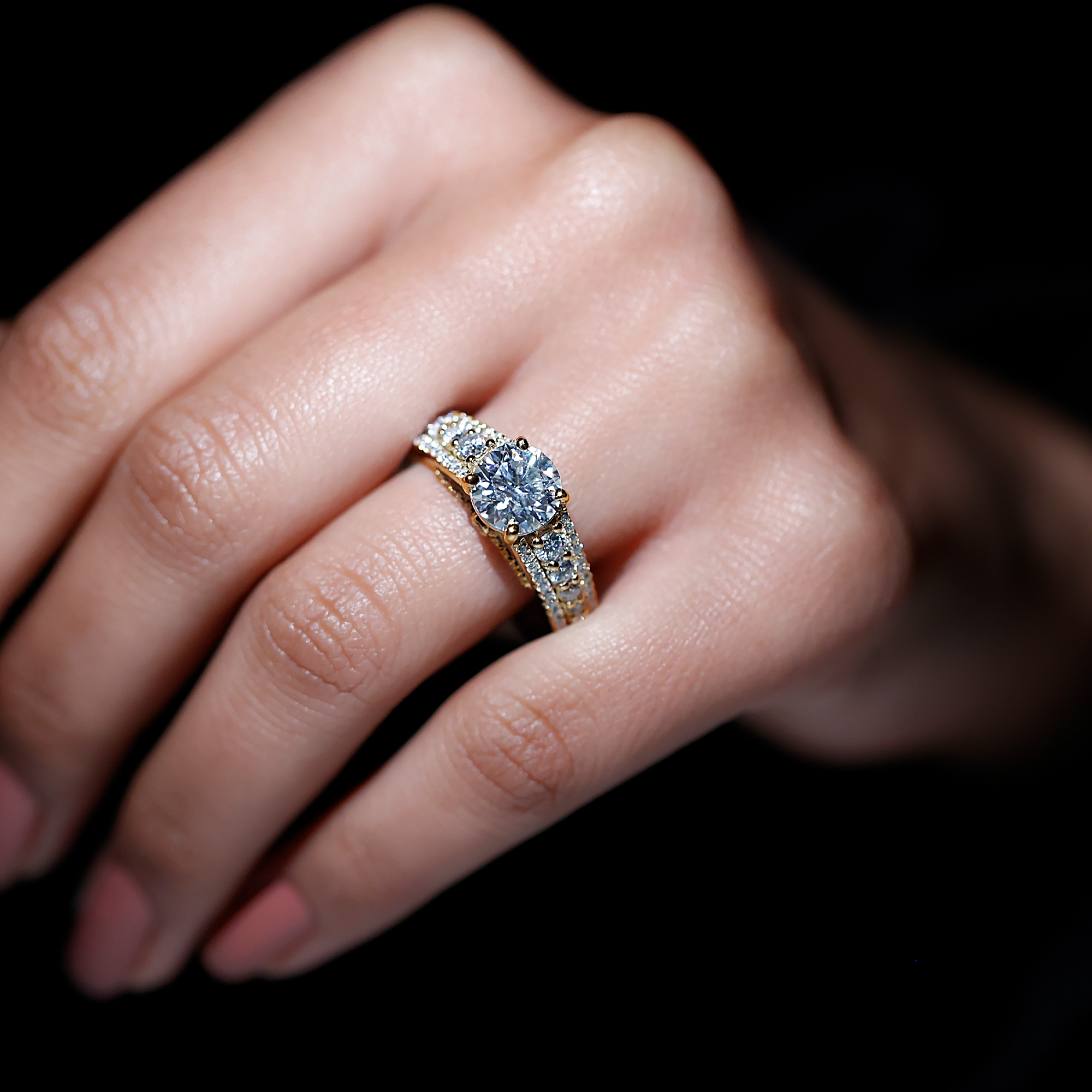 thumbnail video image 2 of Rosec Jewels Lab Diamond Engagement Ring with Side Stones - 8 mm - 2 Ct - Statement Ring - EF-VS Grade, 18K White Gold, US 9.00, 2 of 9