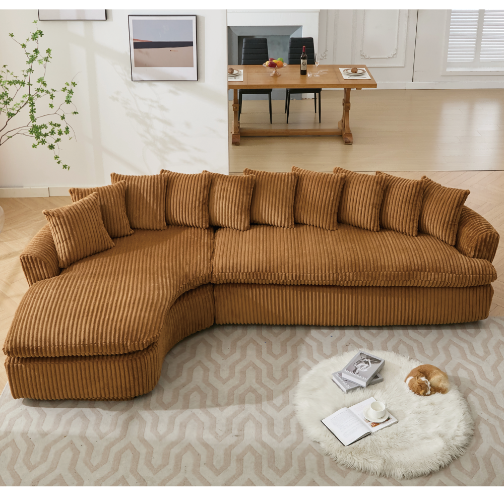thumbnail video image 2 of JONPONY 127" Modular Sectional Sofa, Cloud Sectional Couch with L-Shape Chaise,Upholstered Couches for Living Room,Bedroom ,No Assembly Required,Brown, 2 of 13