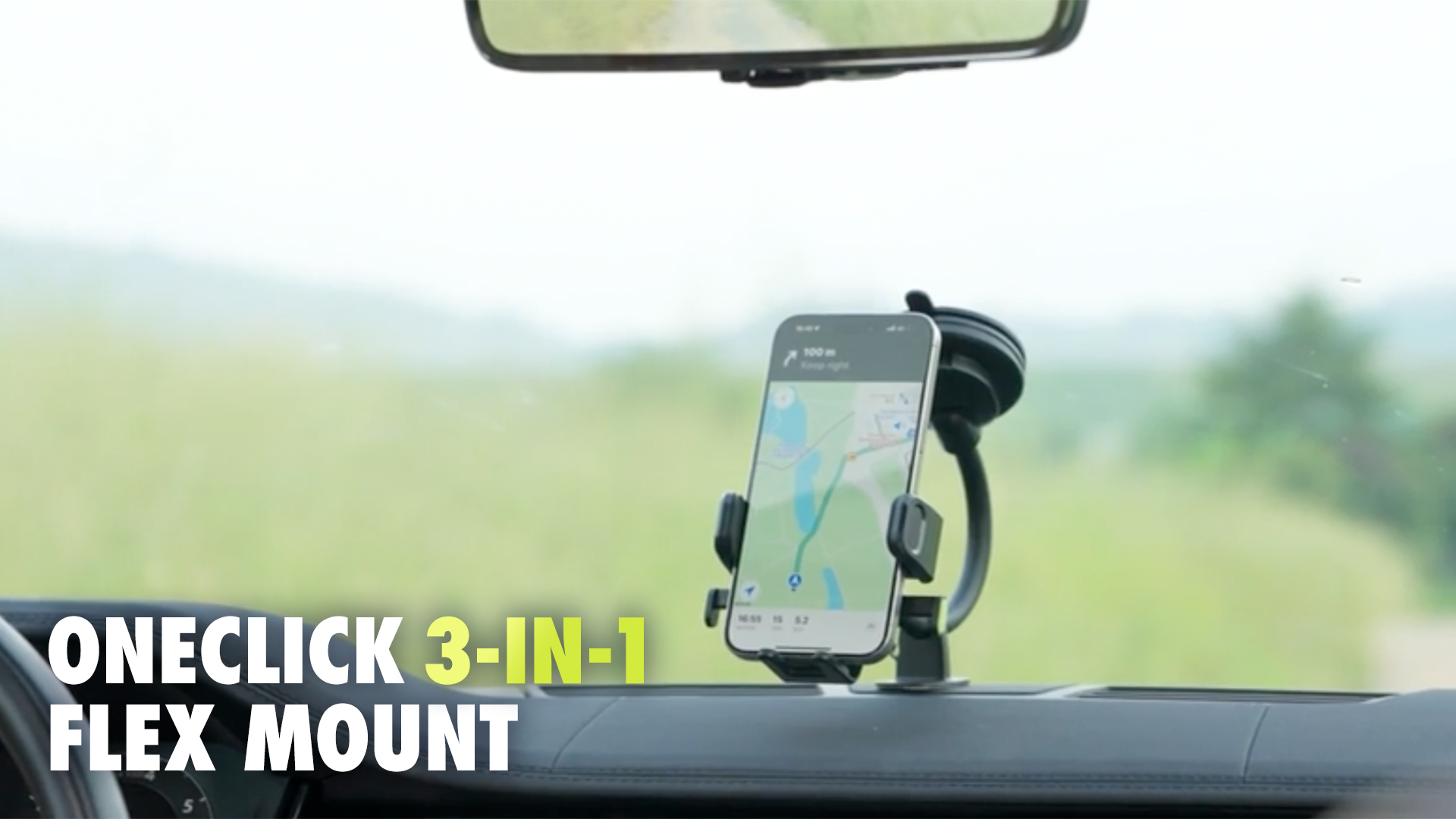 thumbnail video image 2 of Bracketron OneClick Car Phone Mount for Dashboard, Windshield & Vent with 7" Gooseneck & 360° Rotation, 2 of 13