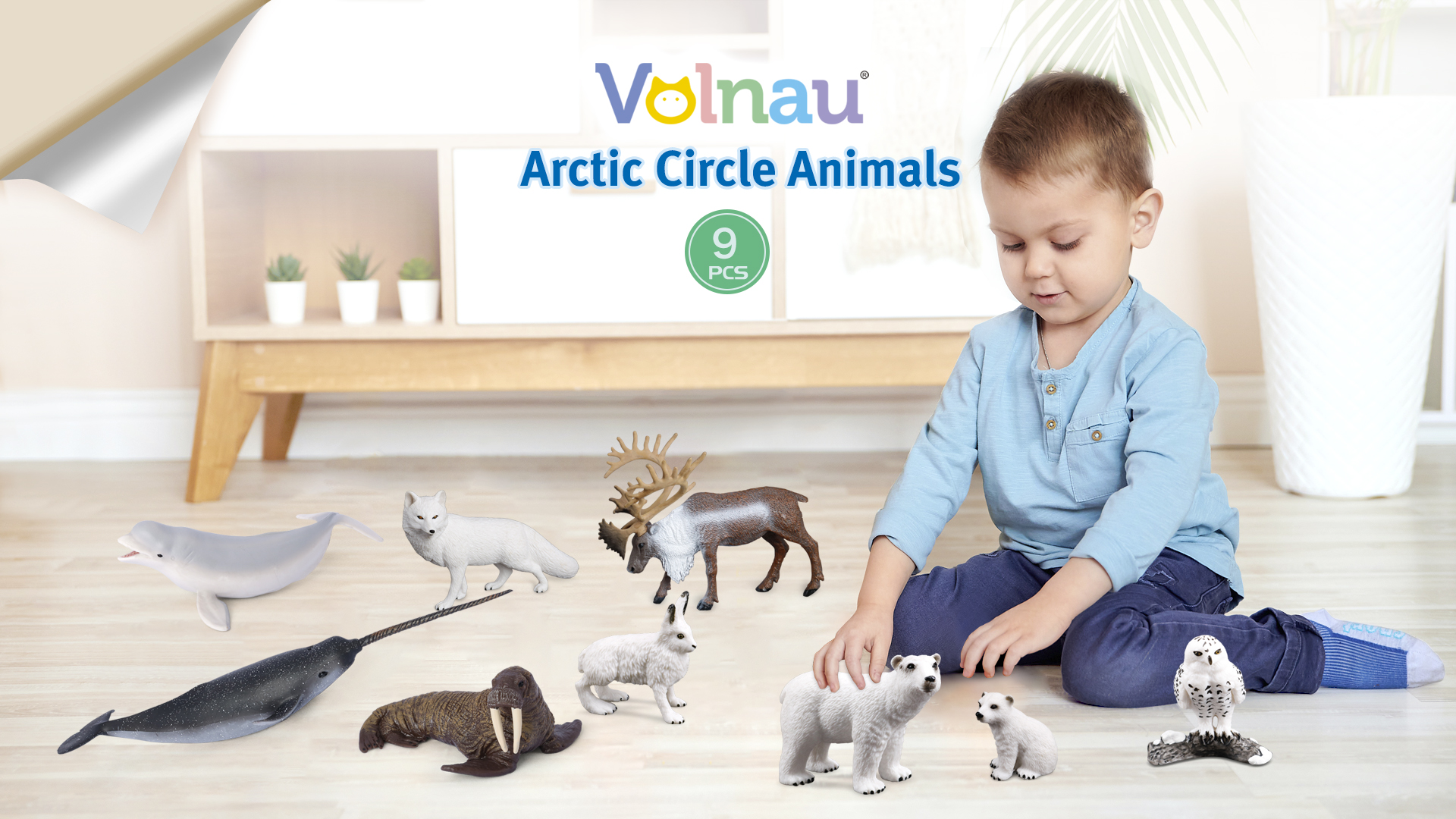 thumbnail video image 2 of Volnau Sea Creature Toys Figures 9PCS Arctic Circle Ocean Animal Figurines Christmas Decoration Gift, 2 of 10