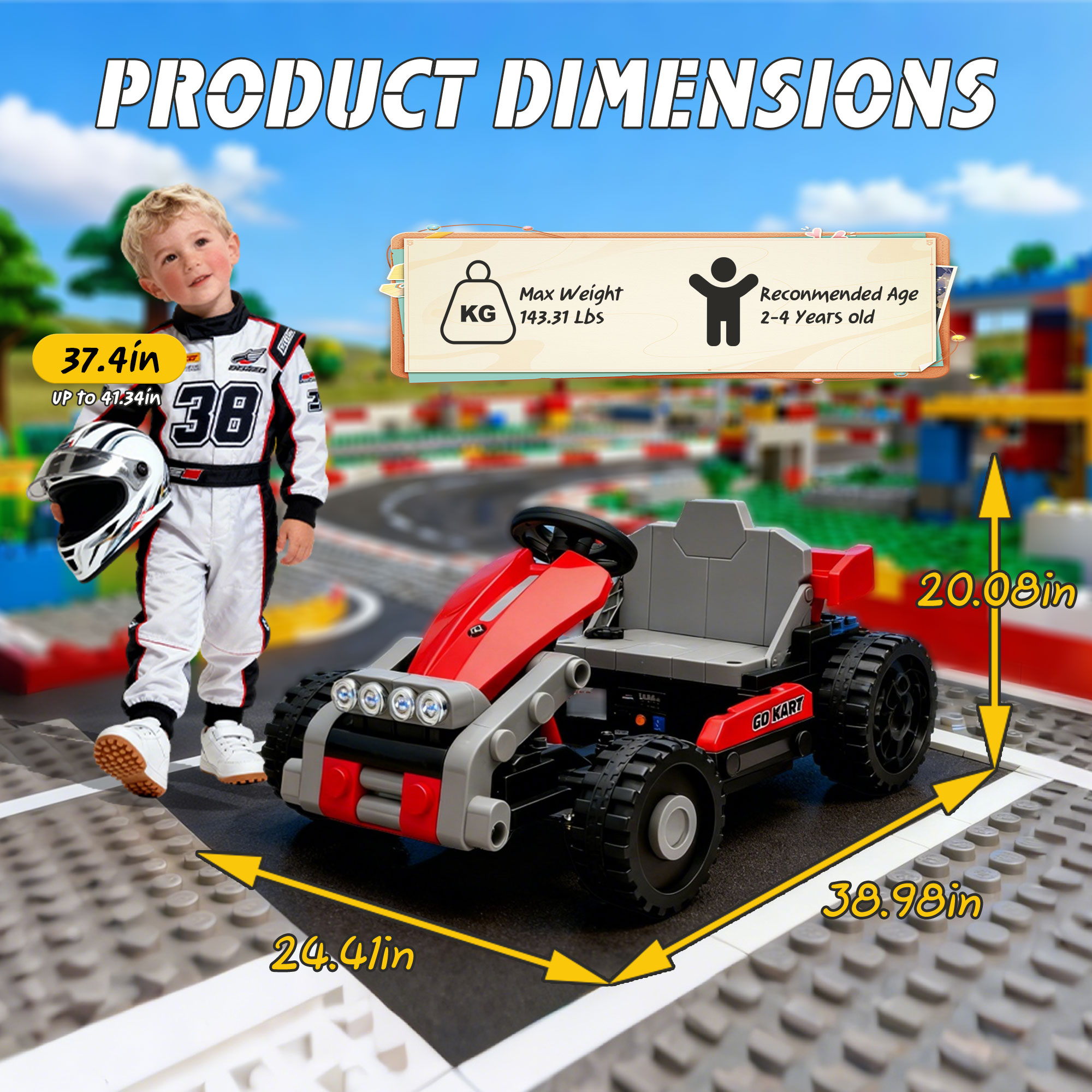 thumbnail video image 2 of 12V Kids Ride On Building Block Car with Remote Control, 2 in 1 Electric Ride On Car for Toddlers, Power Ride On Electric Vehicle with Four Wheel Suspension, Bluetooth, Ride On Toy for Boys Girls 2-4, 2 of 10