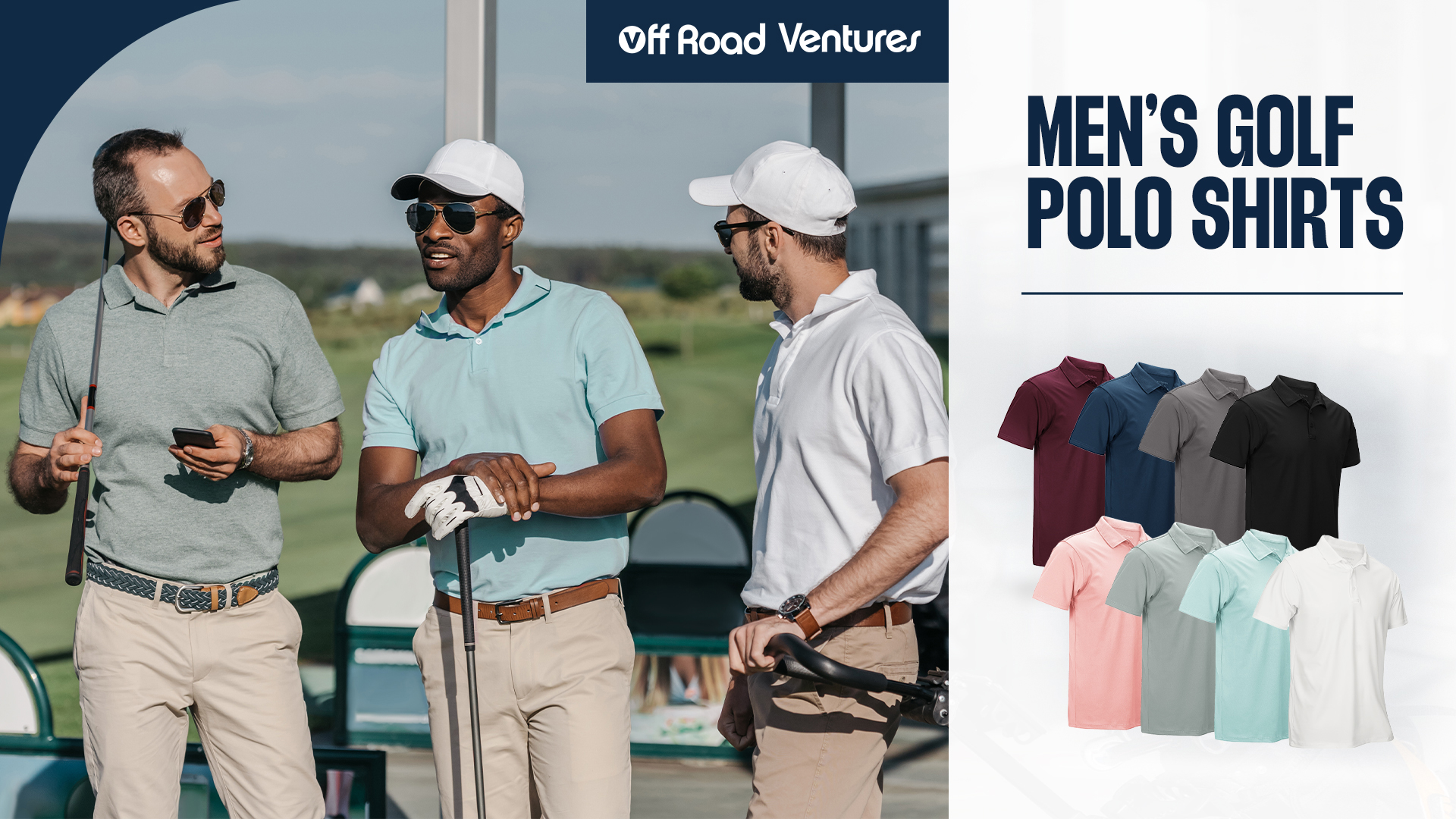 thumbnail video image 2 of Off Road Ventures Men's Polo Shirt Short Sleeve Quick Dry Fit Lightweight Golf Shirt for Outdoor Hiking Running, 2 of 7