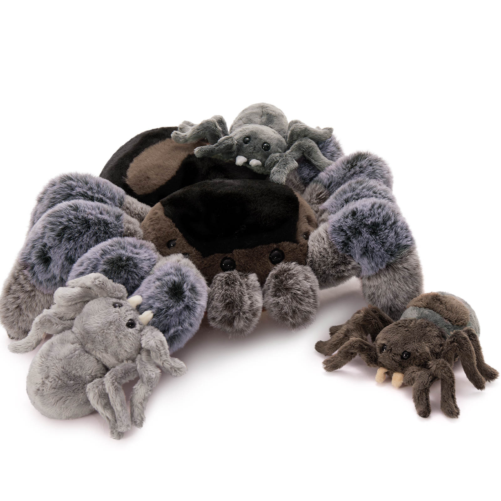MorisMos 4Pcs Plush Spider Stuffed Animals with 3 Stuffed Spider