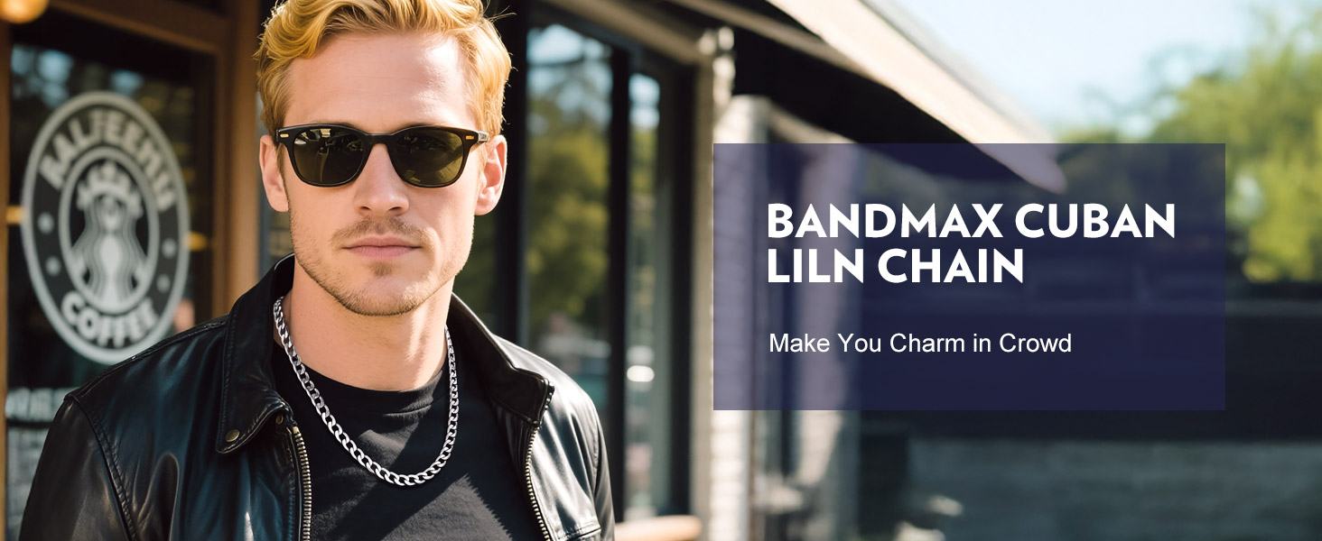 thumbnail video image 2 of Bandmax 6MM Cuban Link Chain Necklace for Men Women Stainless Steel Flat Curb Chain 22 Inches Rapper Biker Hip Hop Mens Jewelry for Birthday Gift, 2 of 9