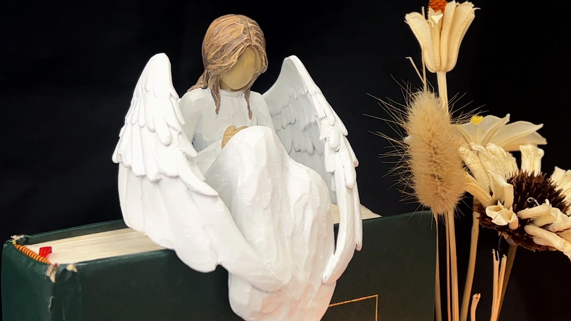 thumbnail video image 2 of Healing Angel Gift for Women, Hand-Painted Guardian Angel Figurine, Mother's Day Gift for Mom, Praying Sympathy Memorial & Home Decor, 2 of 9