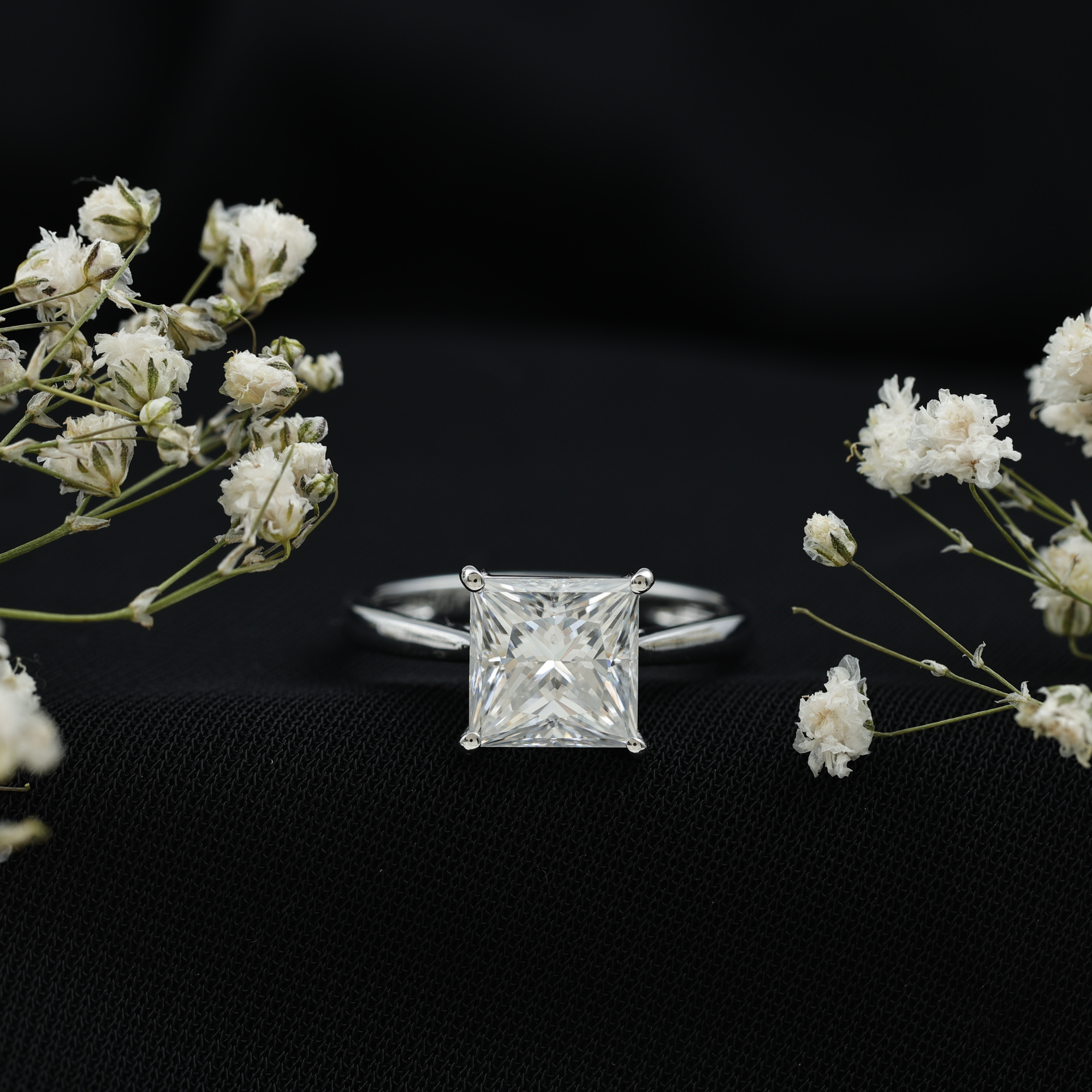 thumbnail video image 2 of Rosec Jewels Princess Cut Moissanite Solitaire Engagement Ring for Women (2 Ct, 7 mm, D-VS1 Grade), 14K Yellow Gold, US 3.00, 2 of 9