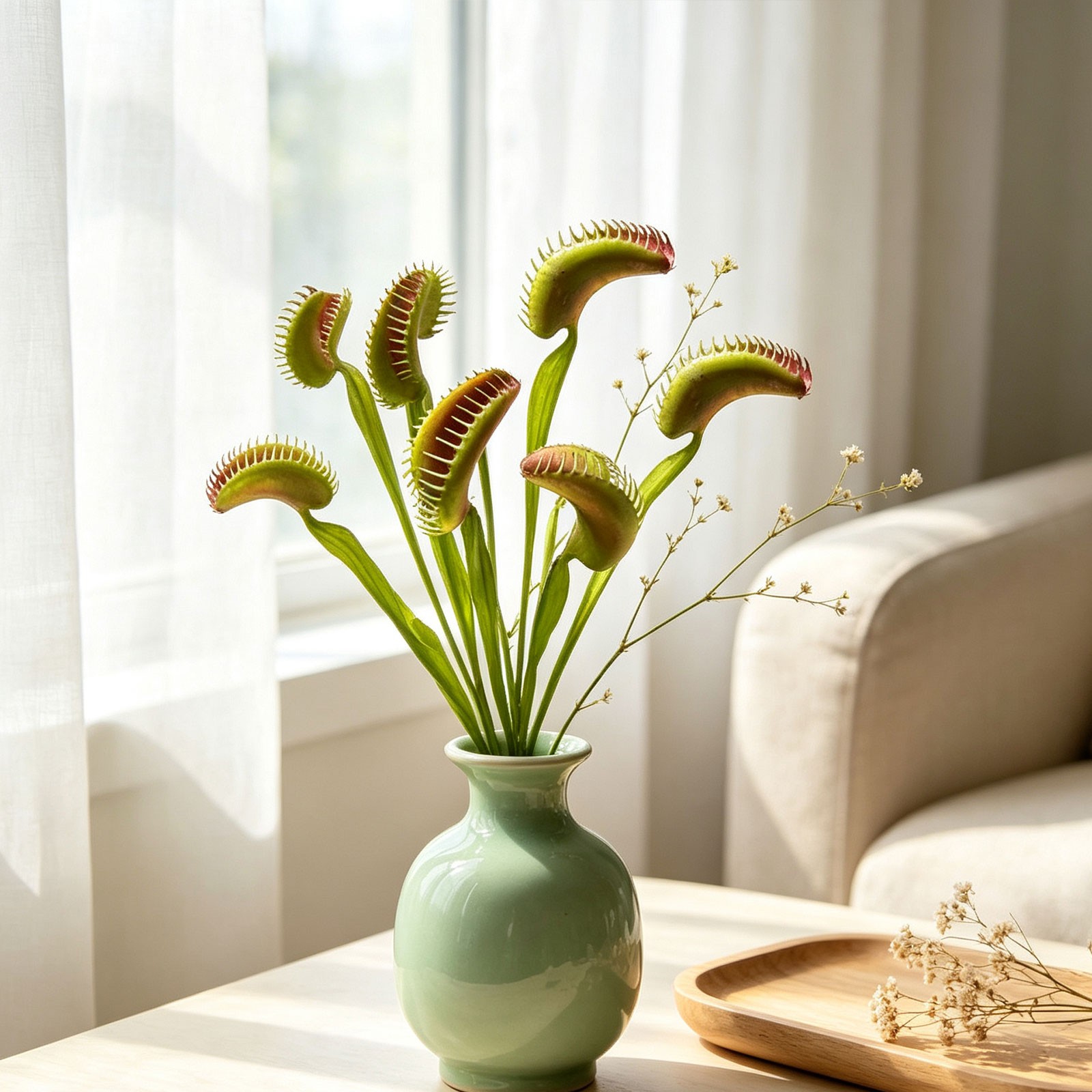 thumbnail video image 2 of CoreLiving Artificial Plant Lifelike Large Carnivorous Venus Flytrap 2 Pack for Halloween Home Office Garden Decor, 2 of 7