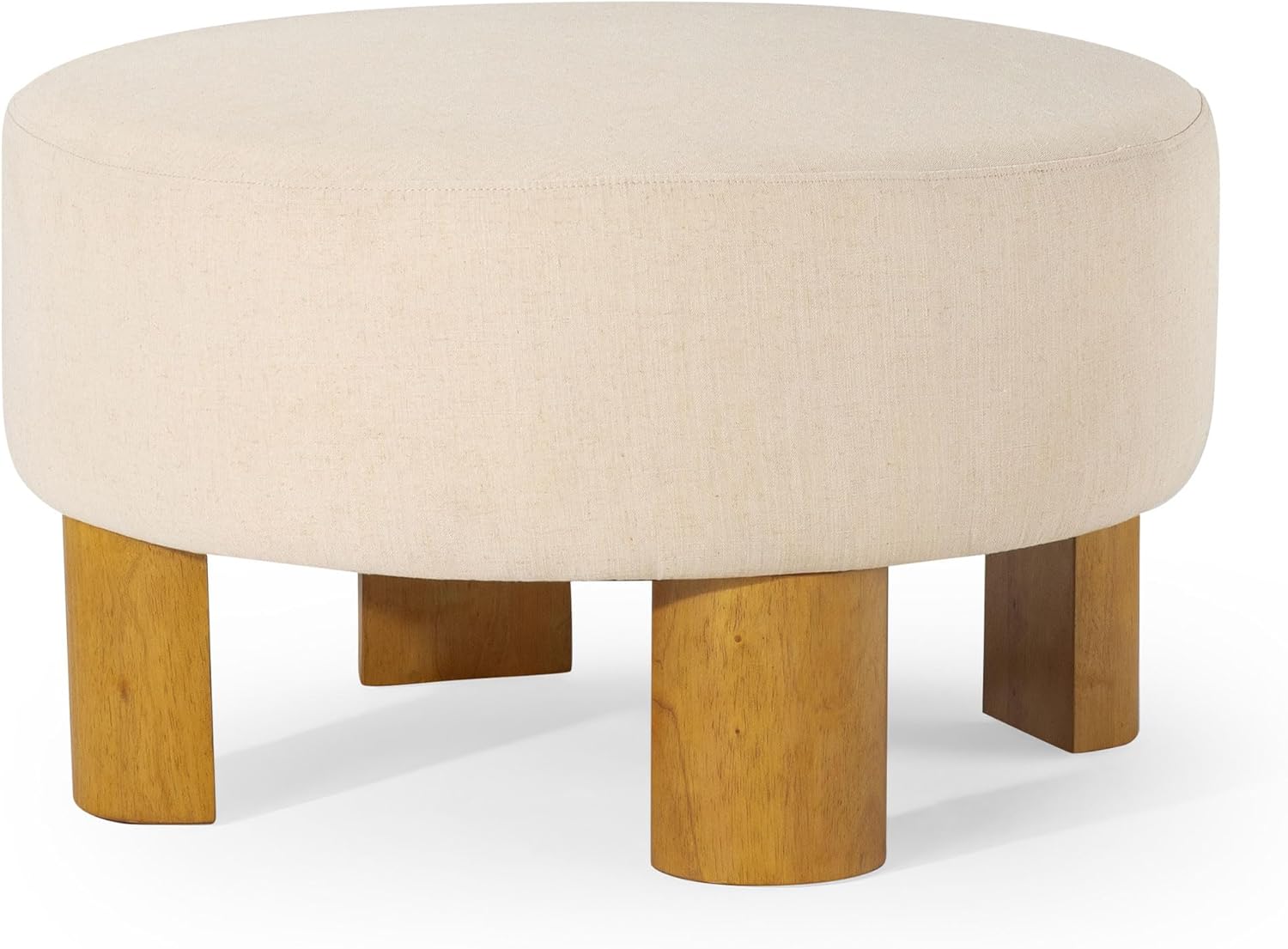 thumbnail video image 2 of Maven Lane Celia Contemporary Upholstered Ottoman w/ Refined Natural Wood Finish, 2 of 2