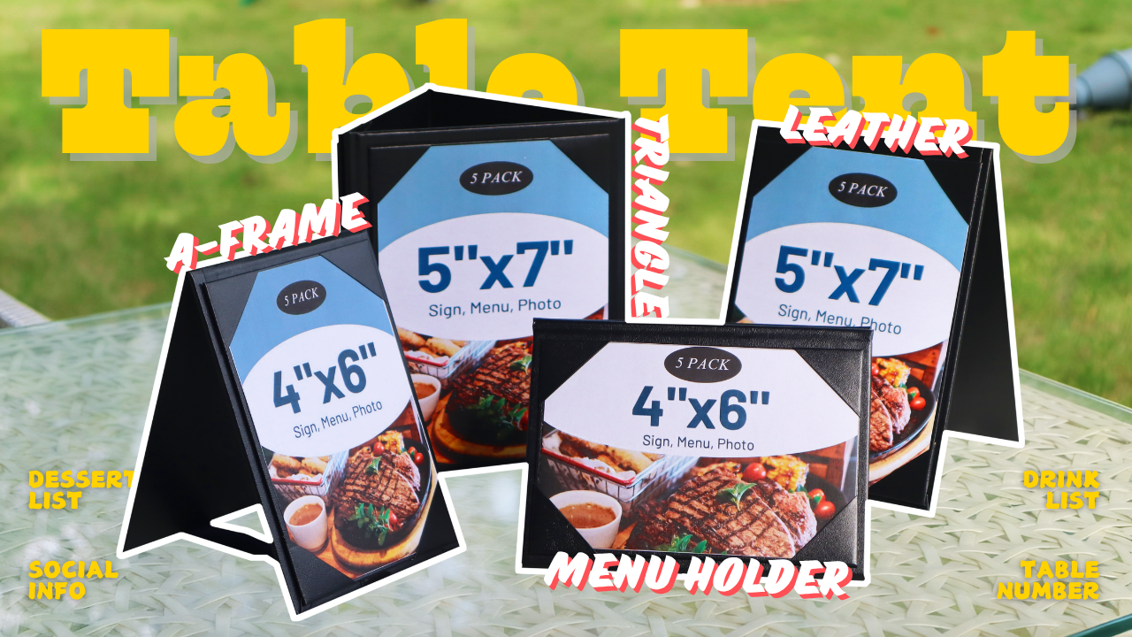 thumbnail video image 2 of WeChef 20 Pack 4"x6" 3 Sides Table Tent Holder Menu Holder Bar Cafe Restaurant, 2 of 9