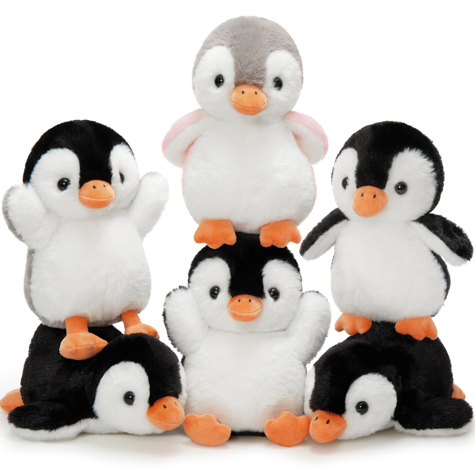 thumbnail video image 2 of MorisMos 6 Pack Plush Penguin Stuffed Animals in Bulk, 10'' Cute Stuffed Penguin Toys with Multi-Pose, 2 of 7