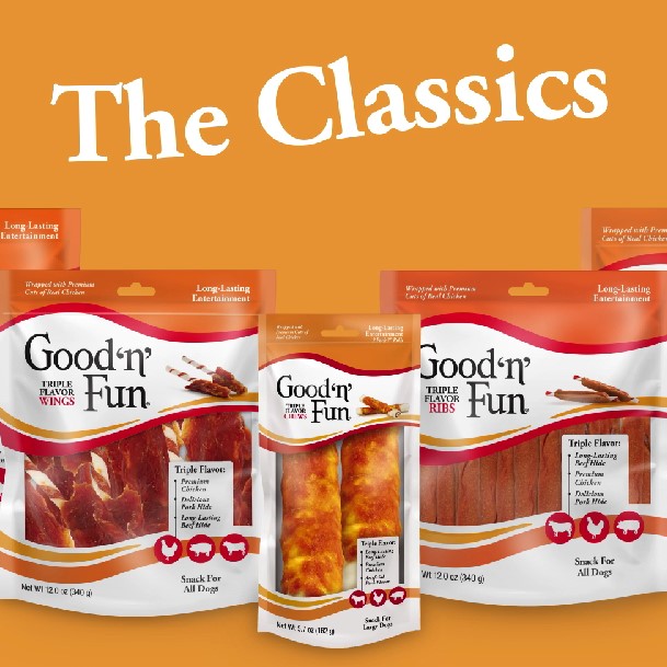 thumbnail video image 2 of (5 pack) Good ’n’ Fun Triple Flavor Chews, 7 Inch Rolls, Rawhide for Dogs, 6 Count, 2 of 9