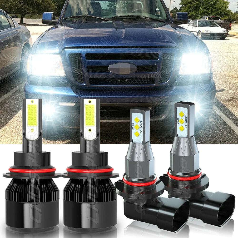 thumbnail video image 2 of For Ford Ranger 1998-2011 6500K LED Headlight High-Low+Fog Light Bulb Combo Kit, 2 of 13